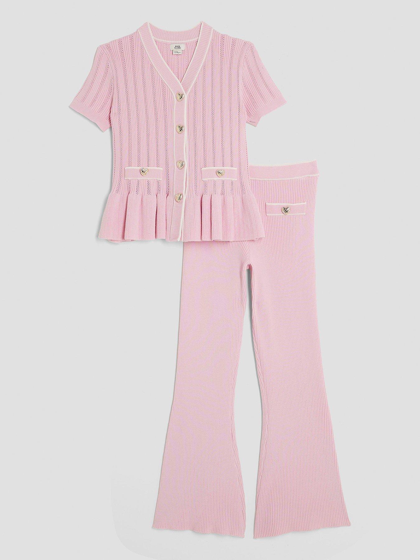 undefined Older Girls Peplum Waistcoat Set - Pink
