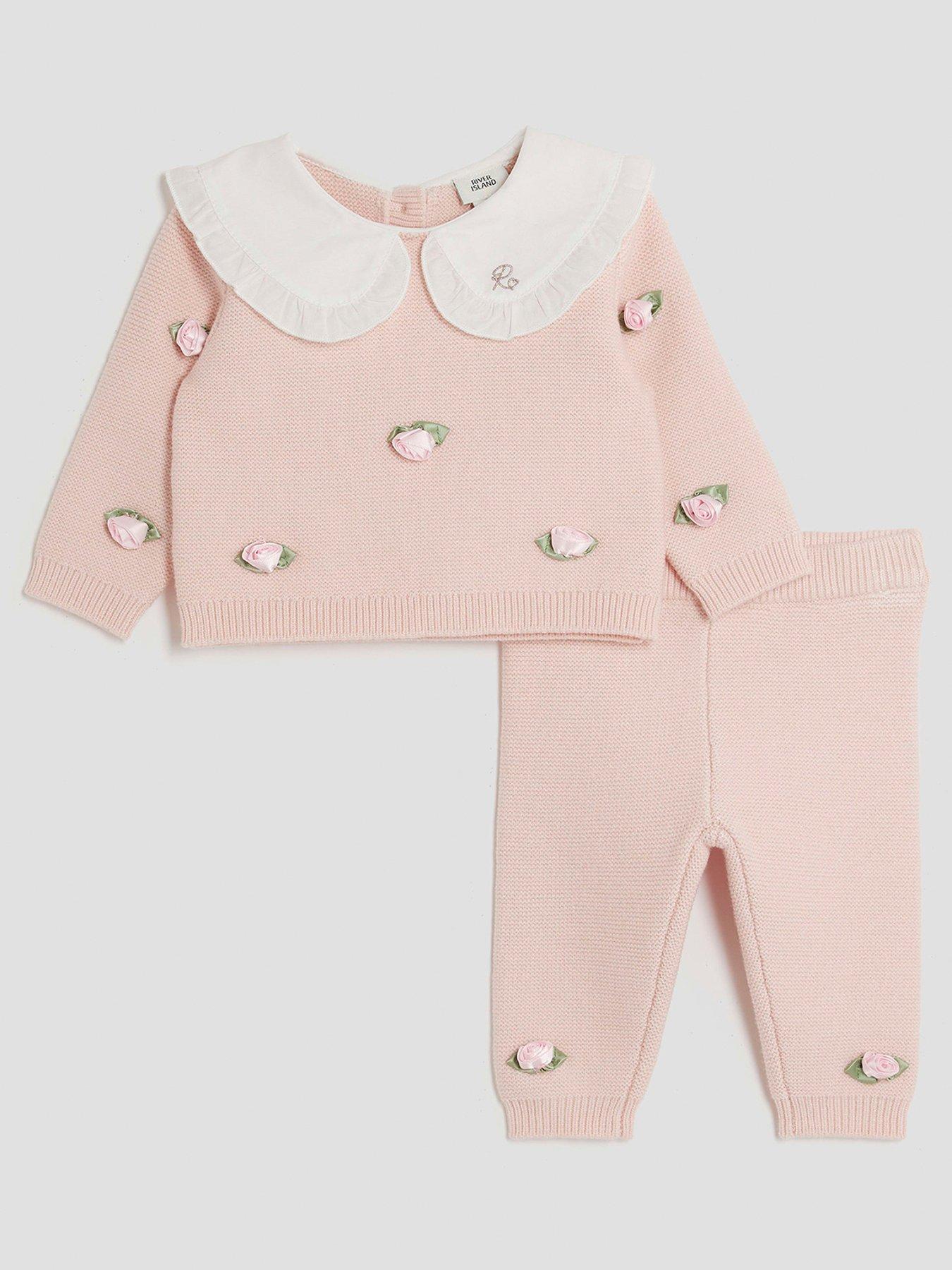 undefined Girls Rose Bud Jumper Set - Pink