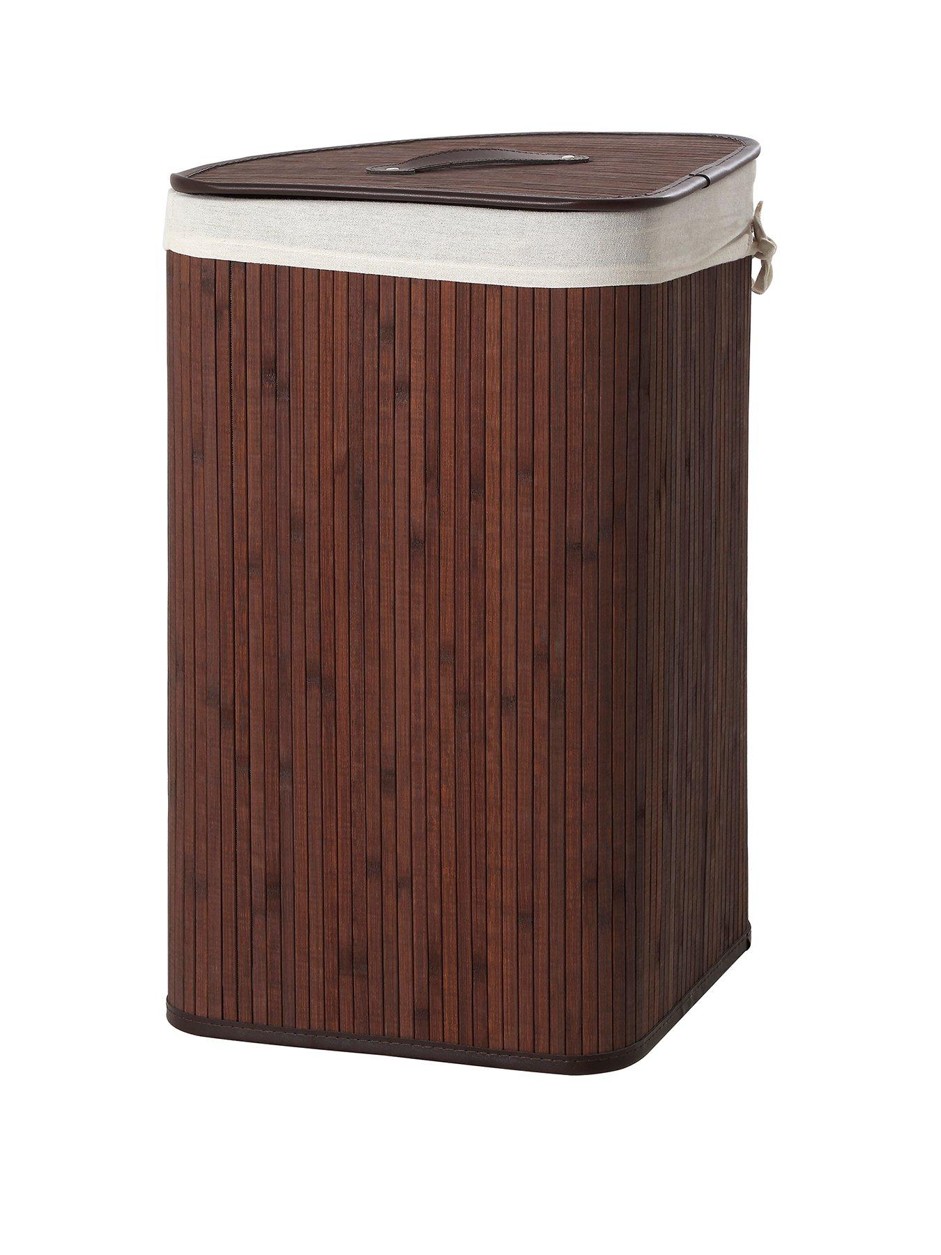 undefined Kankyo Dark Brown Bamboo Corner Laundry Hamper