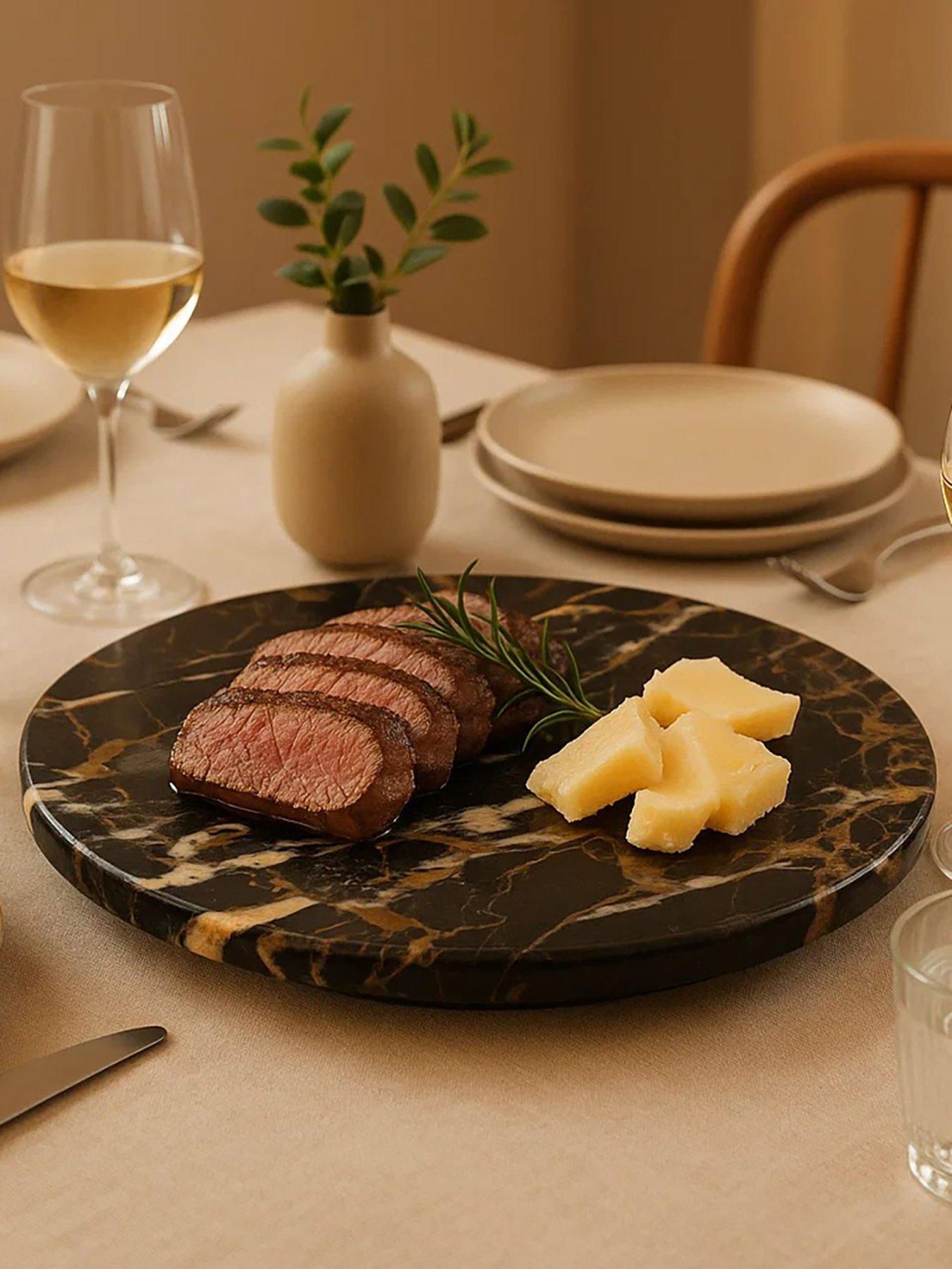Interiors By Premier Marmore Black And Gold Marble Lazy Susan