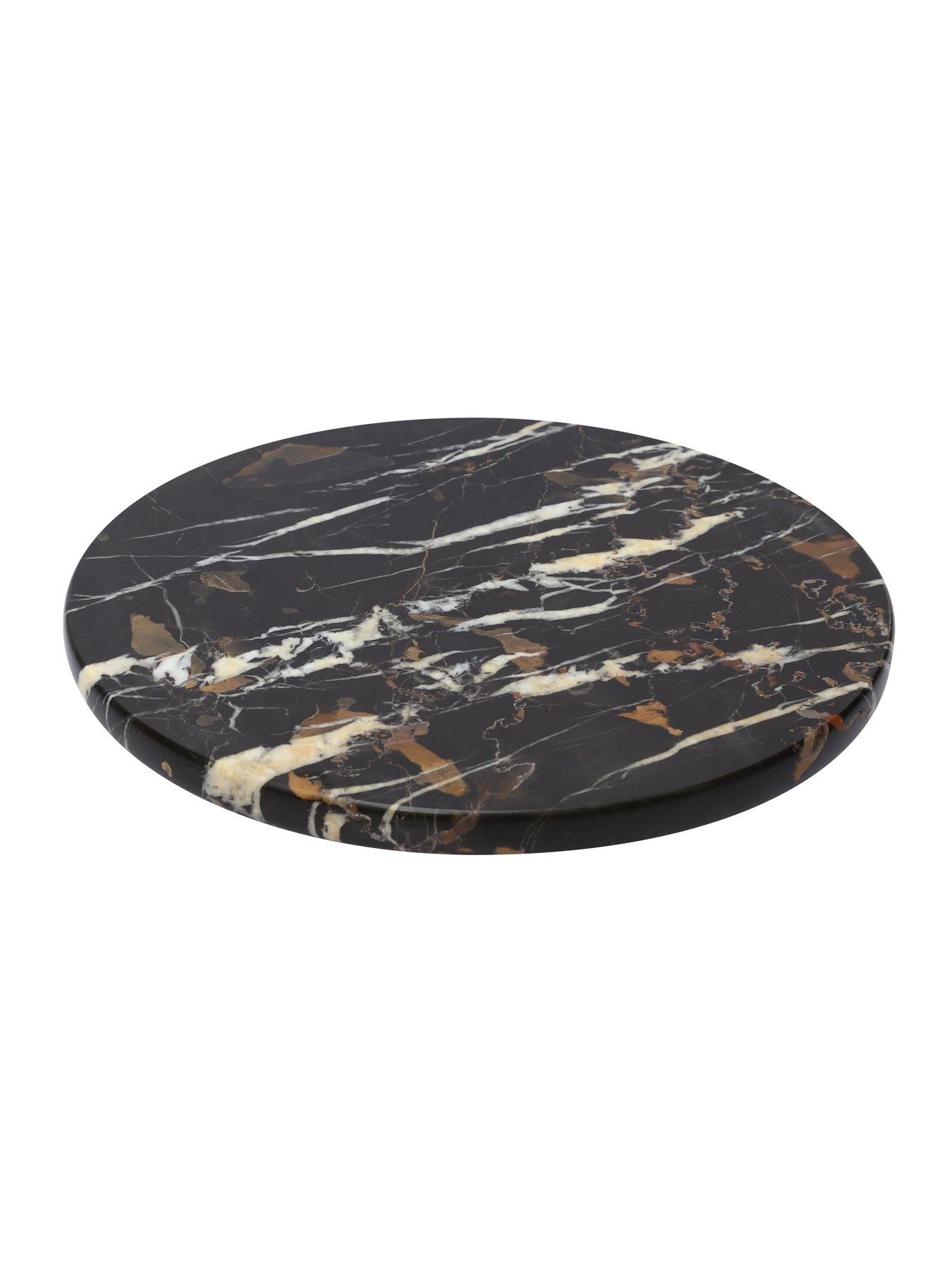 Image 3 of 7 of Interiors By Premier Marmore Black And Gold Marble Lazy Susan