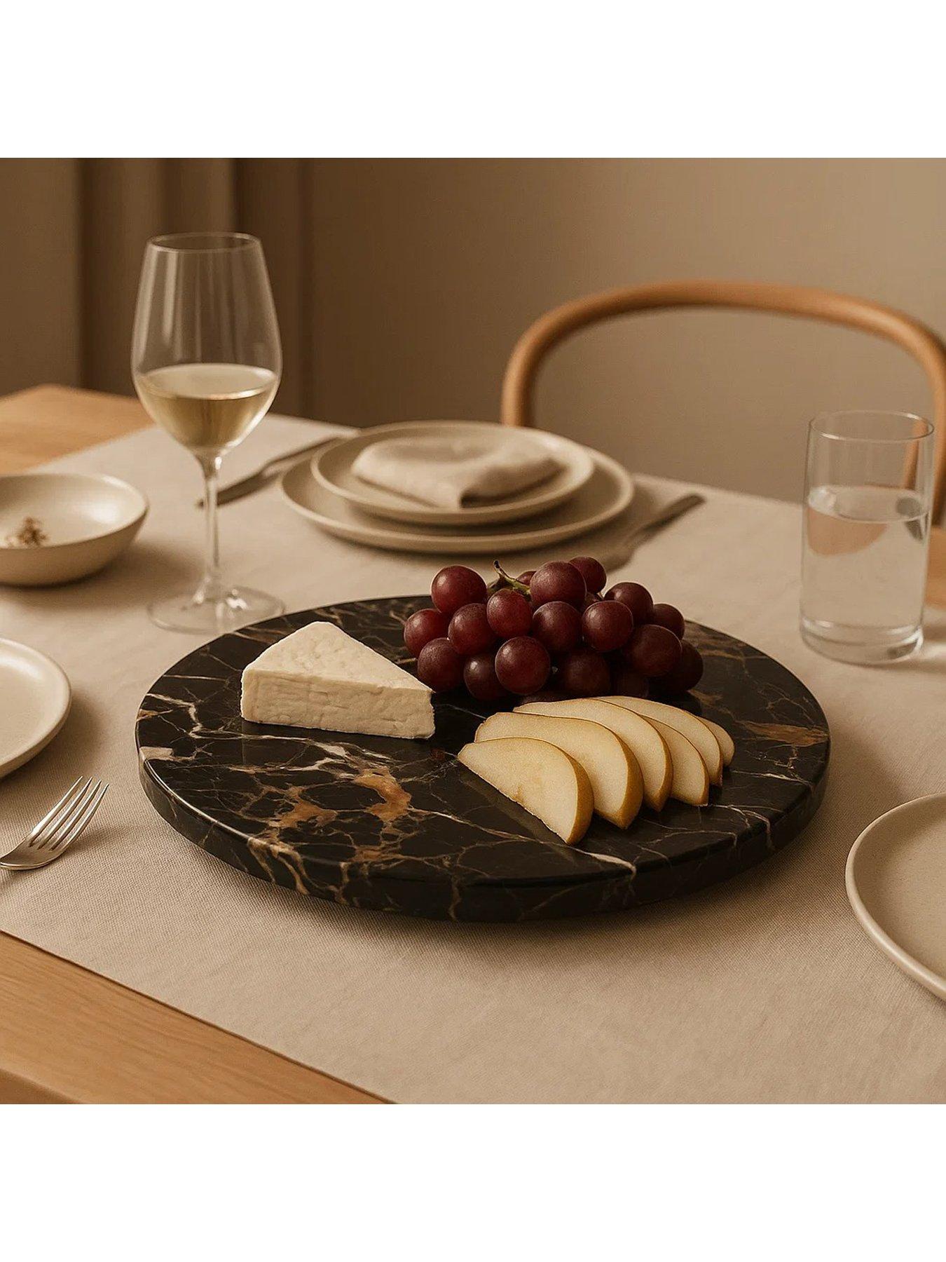 Image 7 of 7 of Interiors By Premier Marmore Black And Gold Marble Lazy Susan