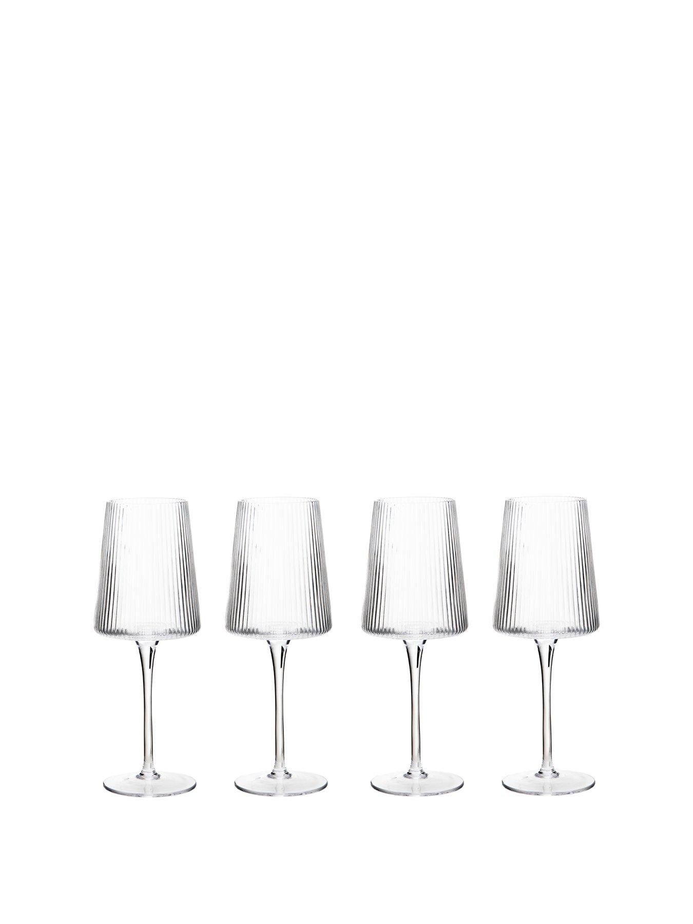 Image 2 of 4 of Interiors By Premier Eldon Set Of Four Ribbed Wine Glasses