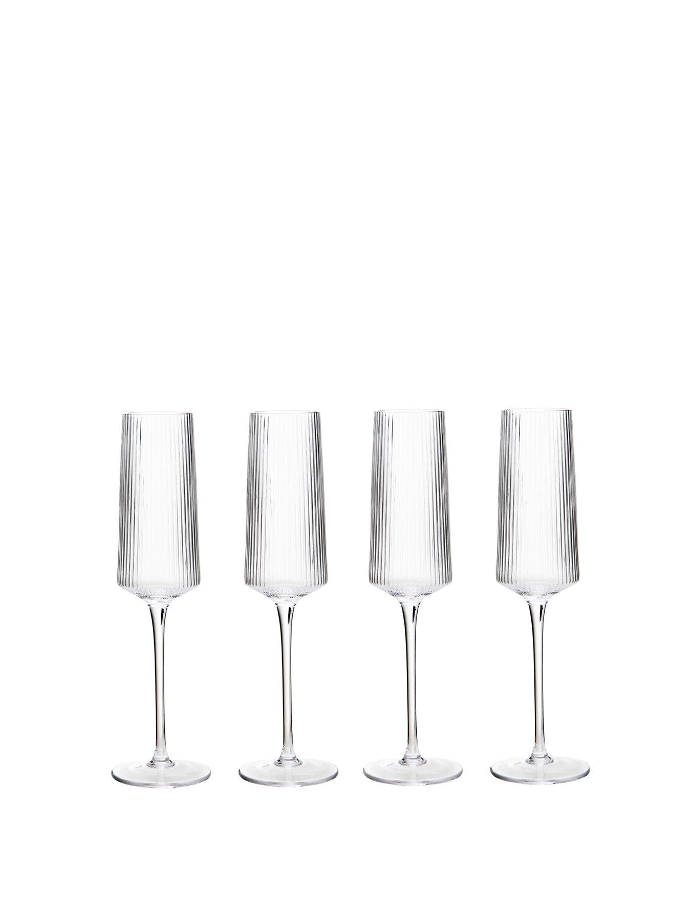 Interiors By Premier Eldon Set Of Four Ribbed Champagne Glasses