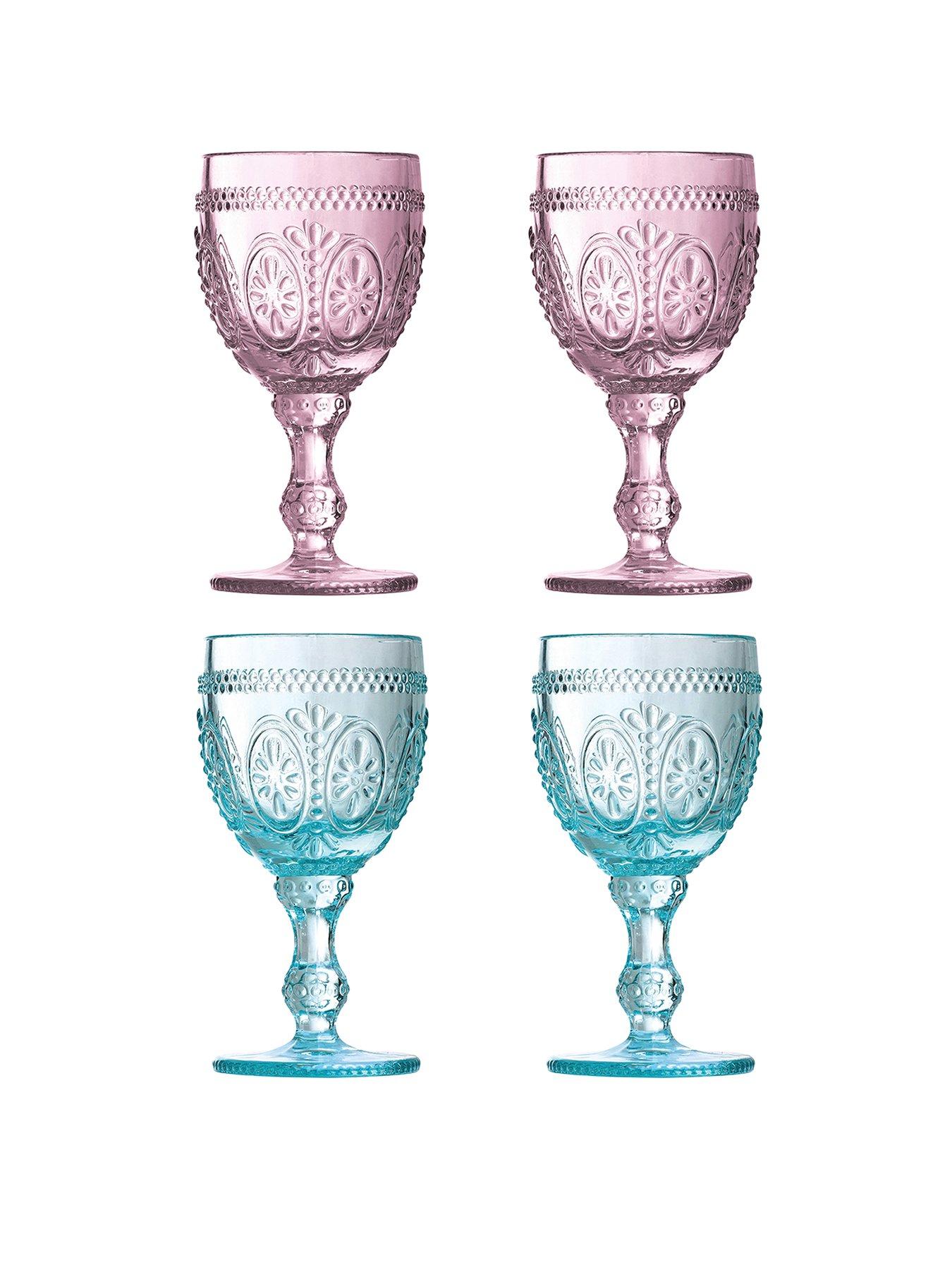 undefined Set Of Four Fleur Pink And Blue Glasses