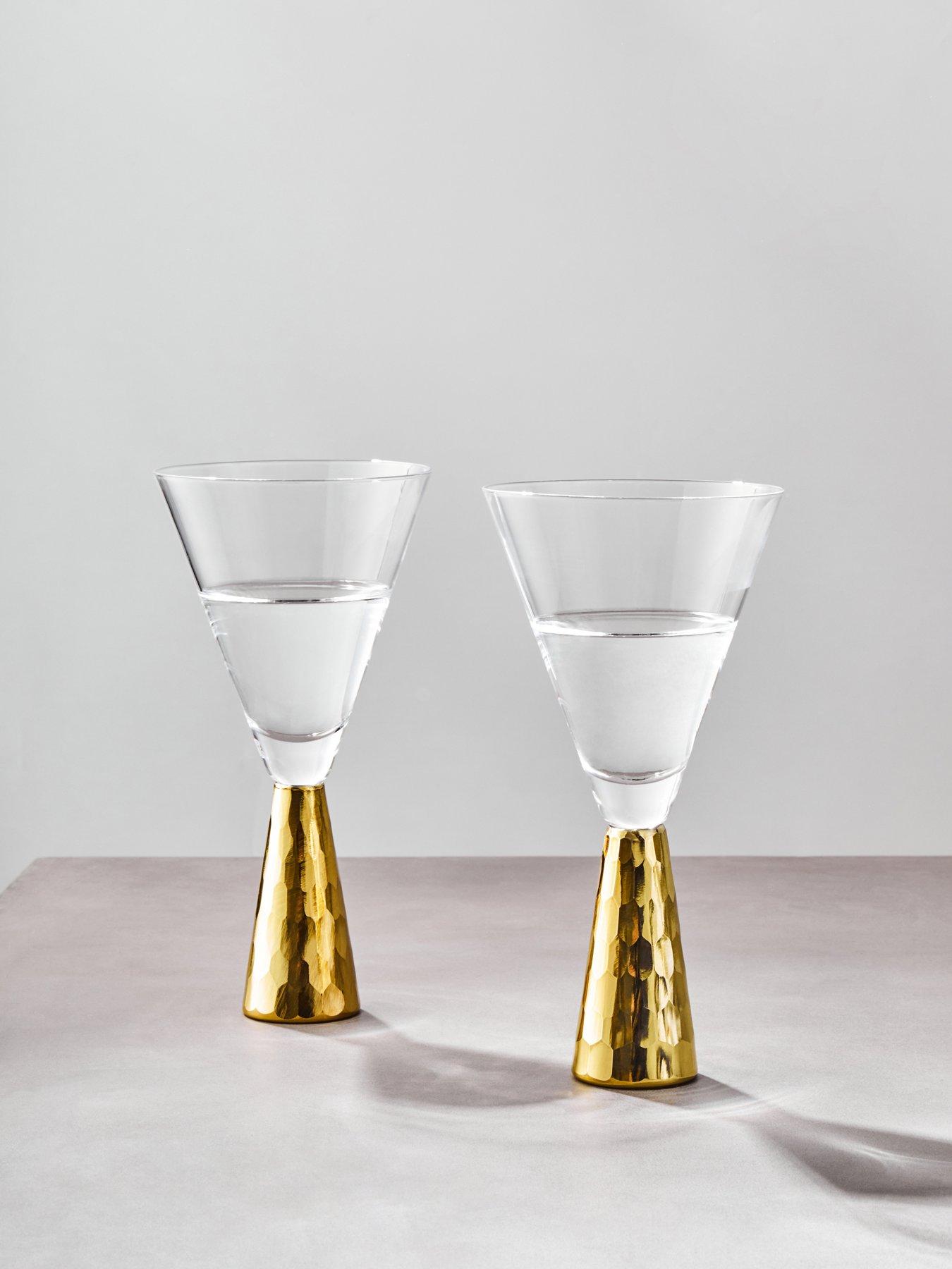 undefined Set Of Two Astrid Wine Glasses With Gold Finish Stem