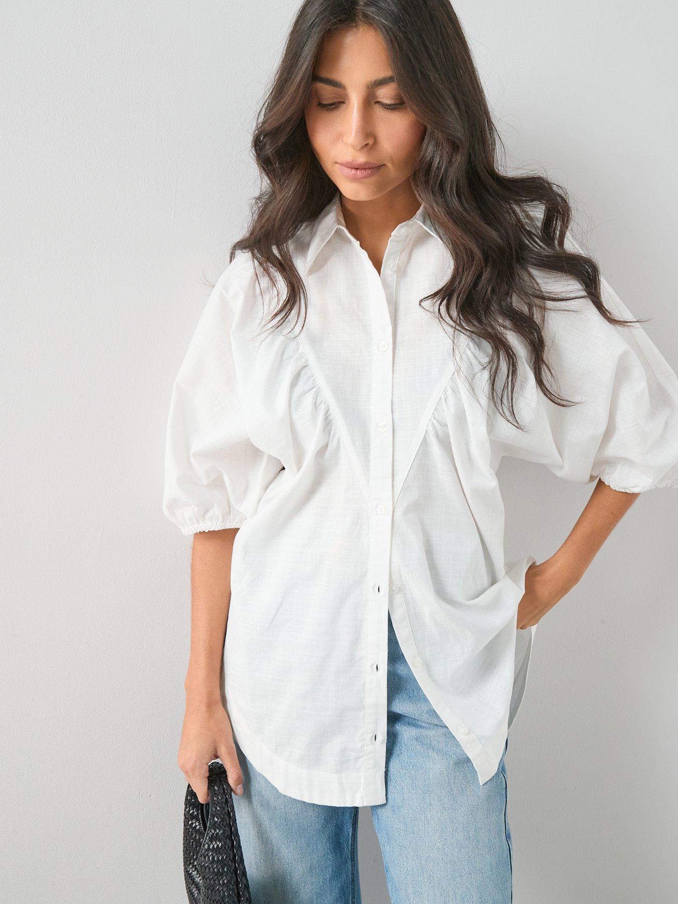 The Very Collection Balloon Sleeve Shirt - White | Very
