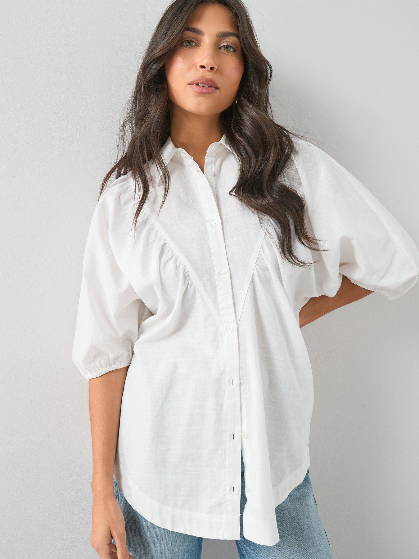 The Very Collection Balloon Sleeve Shirt - White | Very