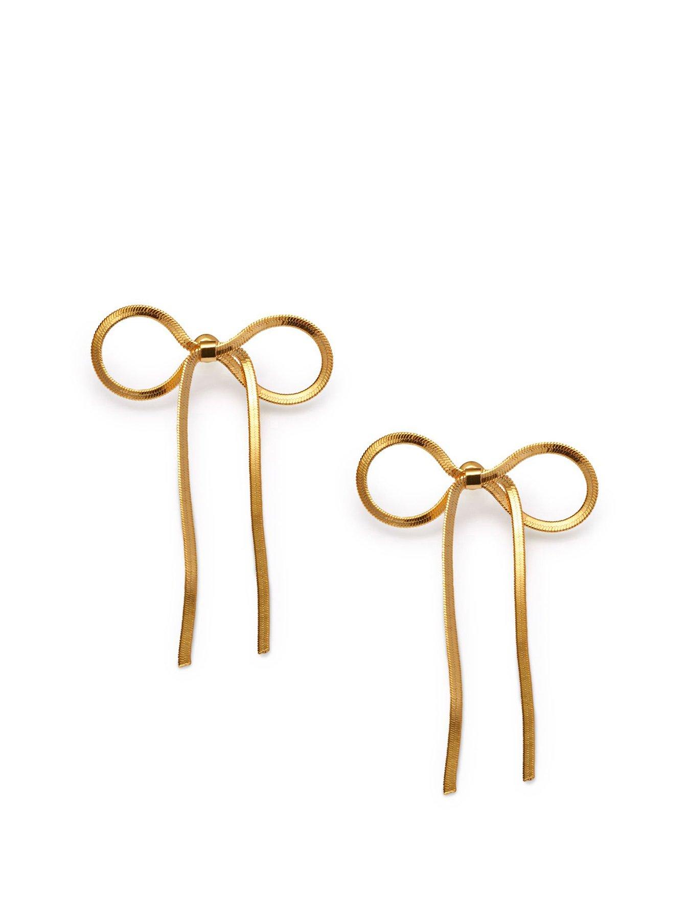 Katie Loxton AMELIE BOW OVERSIZED EARRINGS , Gold Coated ,