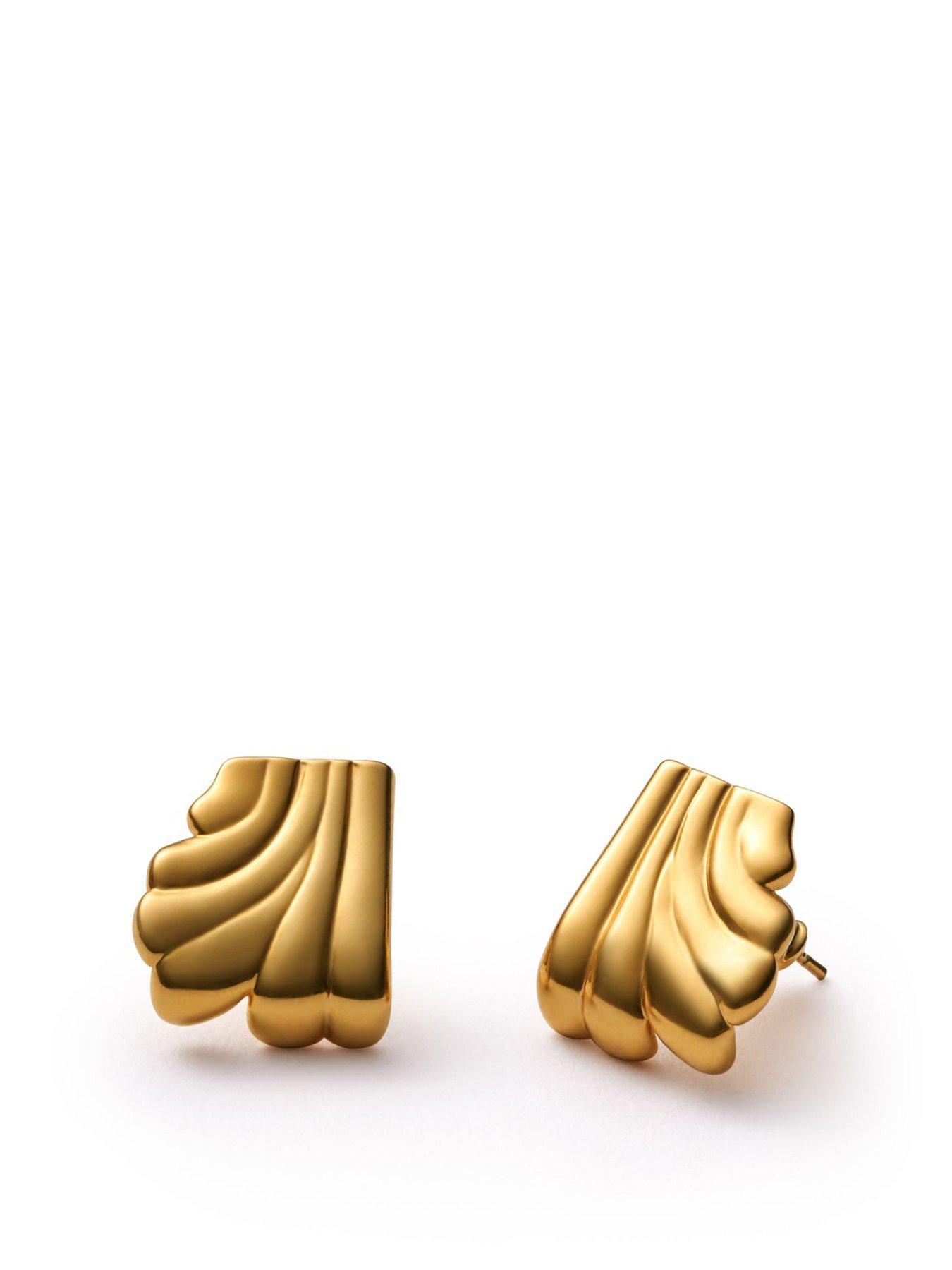 Katie Loxton ERA OVERSIZED STUD EARRINGS , Gold Coated , 1.5cm x 1.6cm x 0.5cm