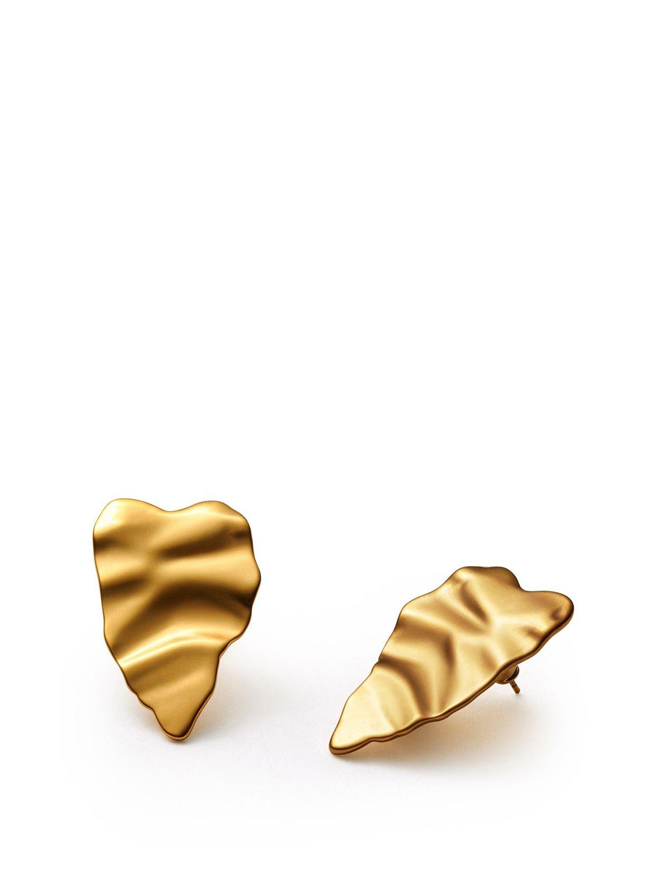Katie Loxton MOLTEN HEART OVERSIZED EARRINGS , Gold Coated , 3.3cm x 2cm x 0.2cm