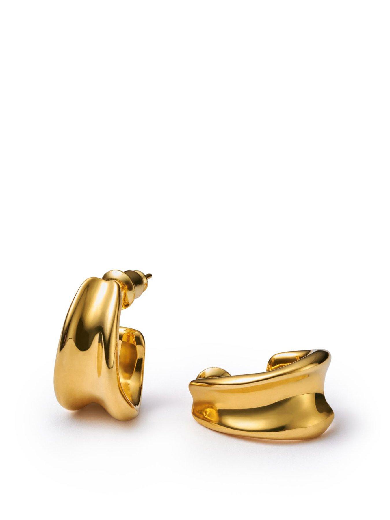 Katie Loxton MOLTEN LUXE HOOP EARRINGS , Gold Coated ,1.8cm x 1.5cm x 1.3cm