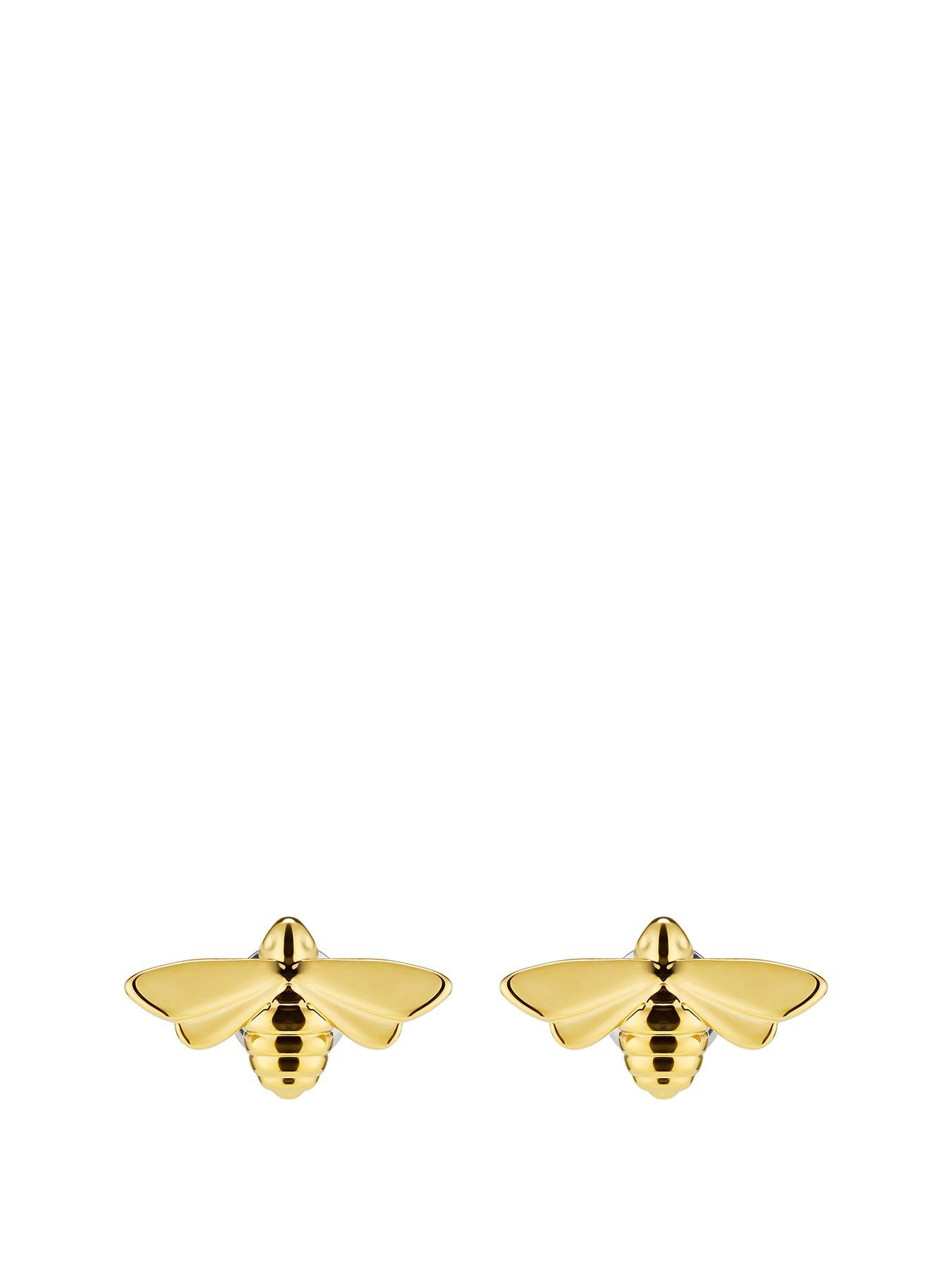 Olivia Burton Honey Bee Light Yellow Ip Stud Earrings, Gold, Women