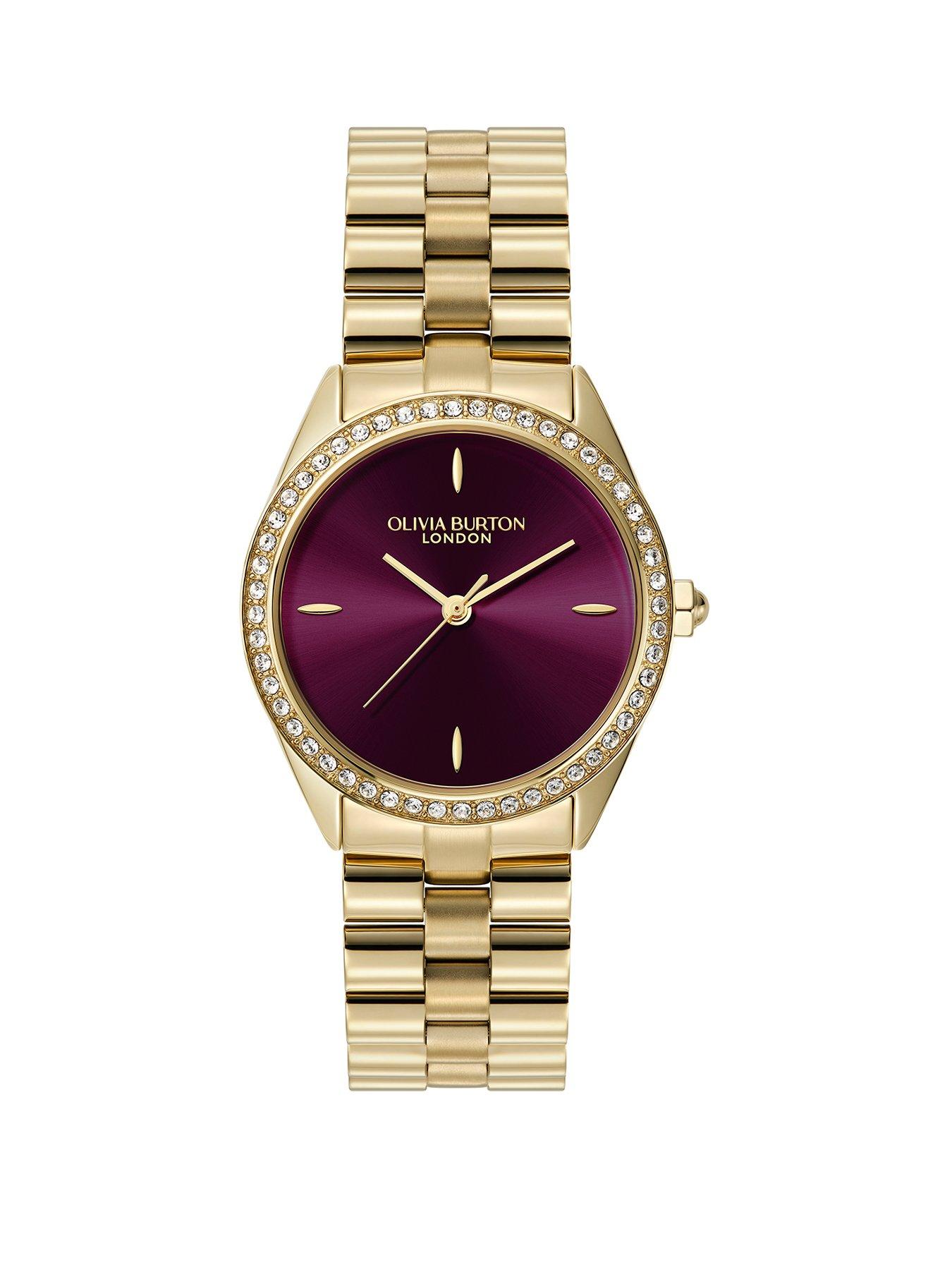Olivia Burton 34mm Bejewelled Light Gold IP Bracelet Watch
