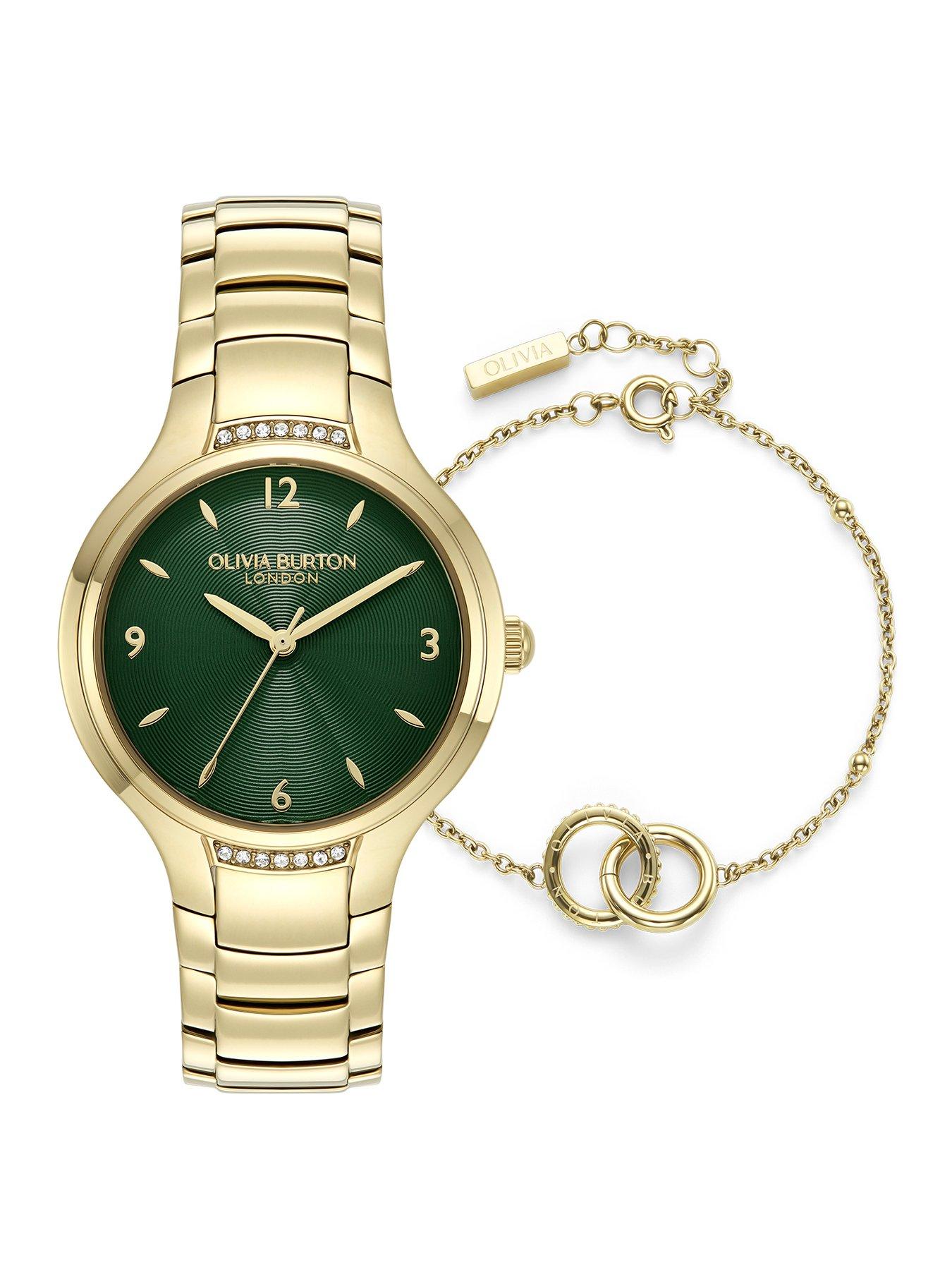 Olivia Burton 34mm Gold IP Lea and Gold IP Interlock Gift Set
