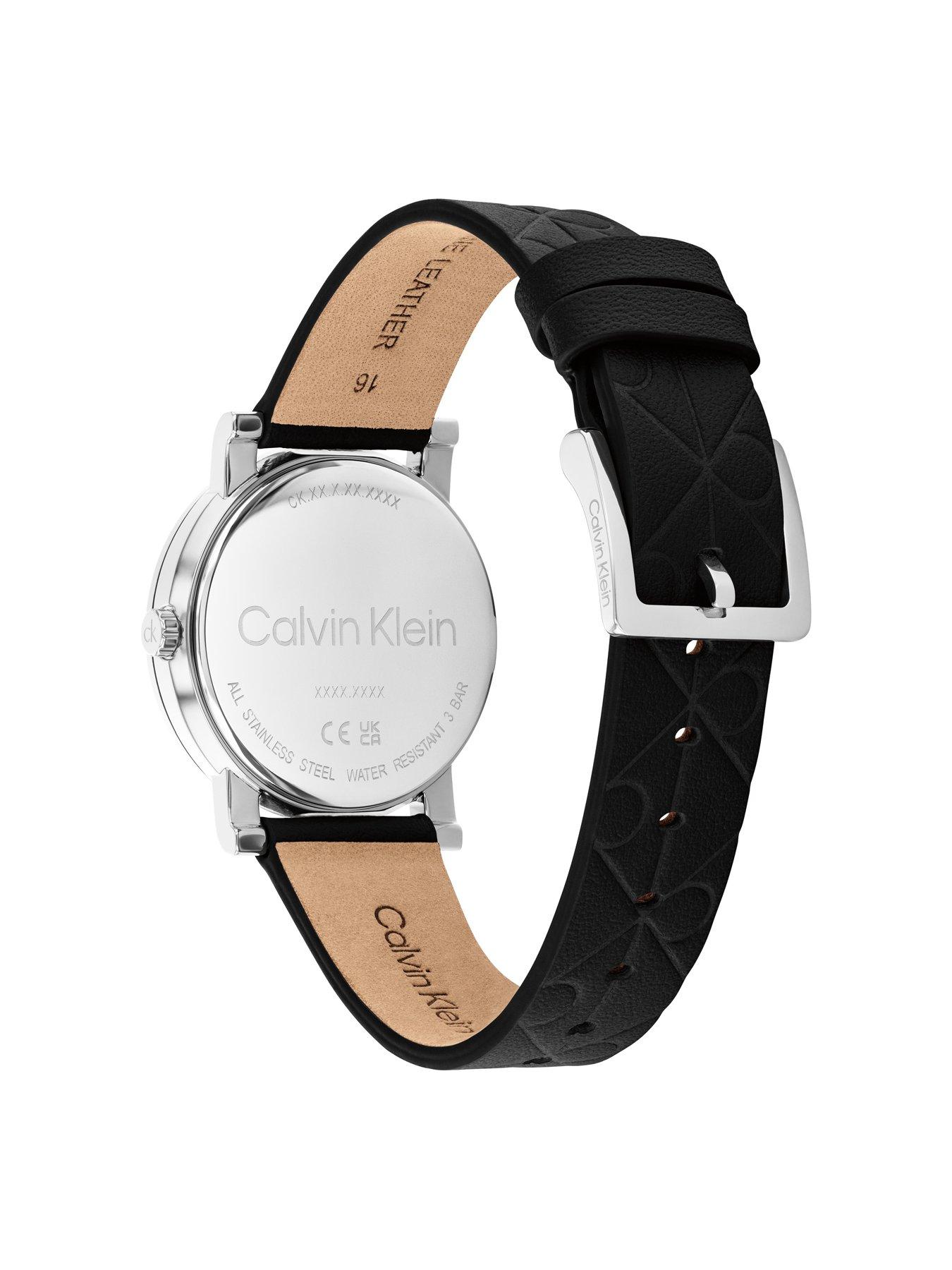 Image 3 of 4 of Calvin Klein Women's Ck Monogram Leather Watch - Black
