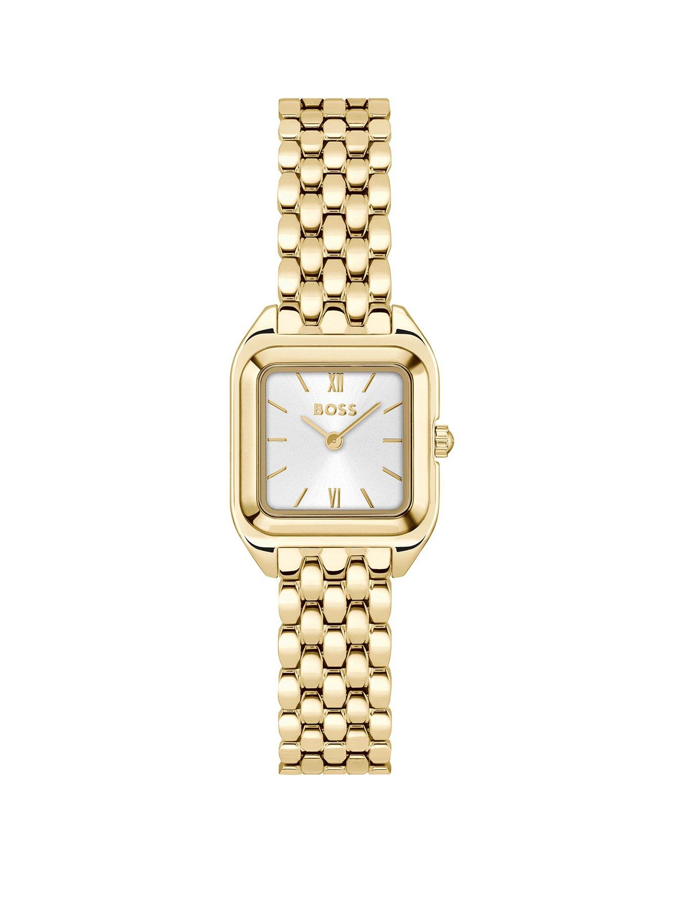 BOSS Ladies Mae Petite Soft Square Ip Bracelet Watch - Light Gold