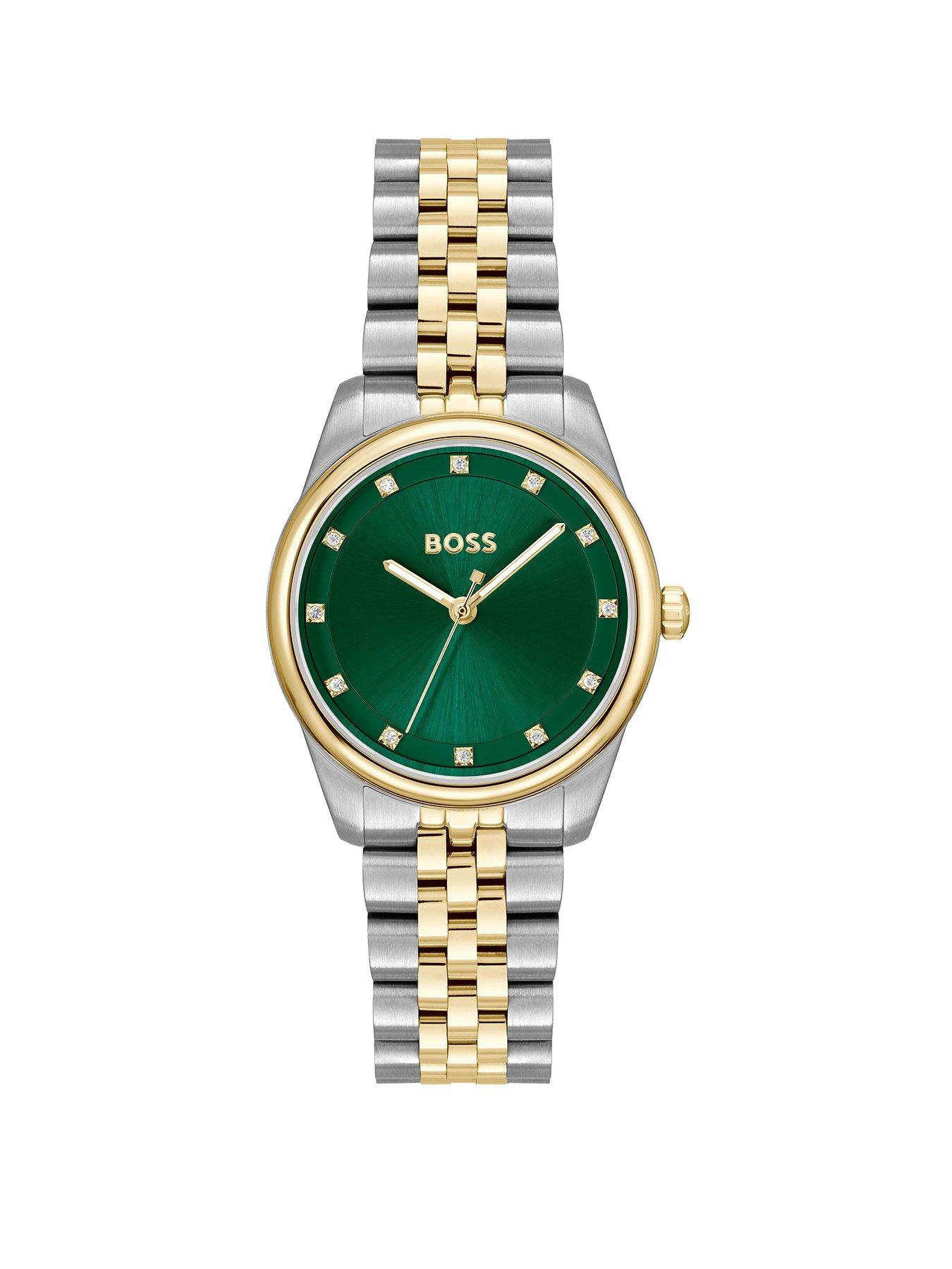 BOSS Ladies Graceful Precious Two Tone Stainless Steel  &  Light Gold Ip Bracelet Watch - Multi