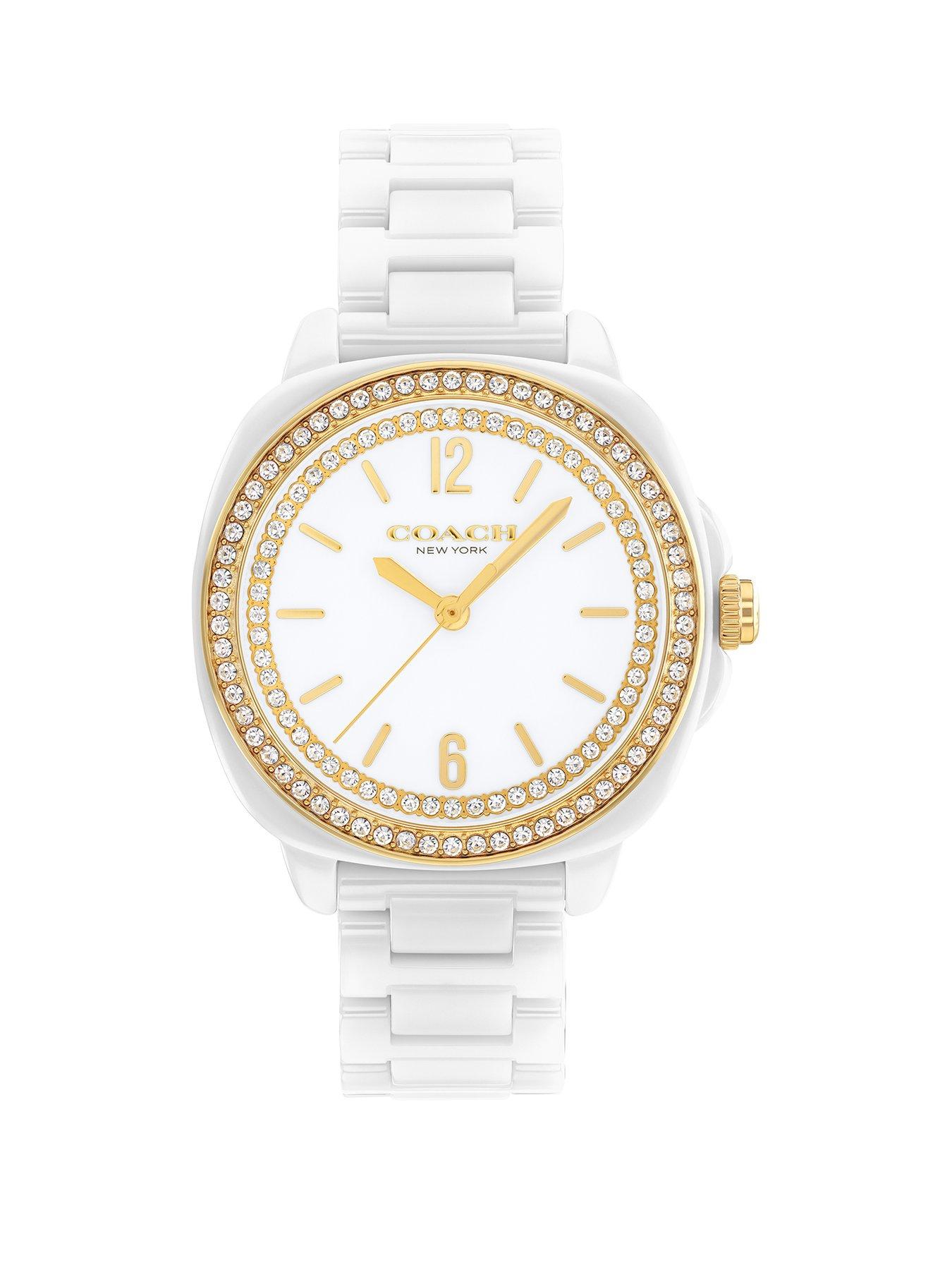 COACH Ladies Kitt White Ceramic Bracelet Watch