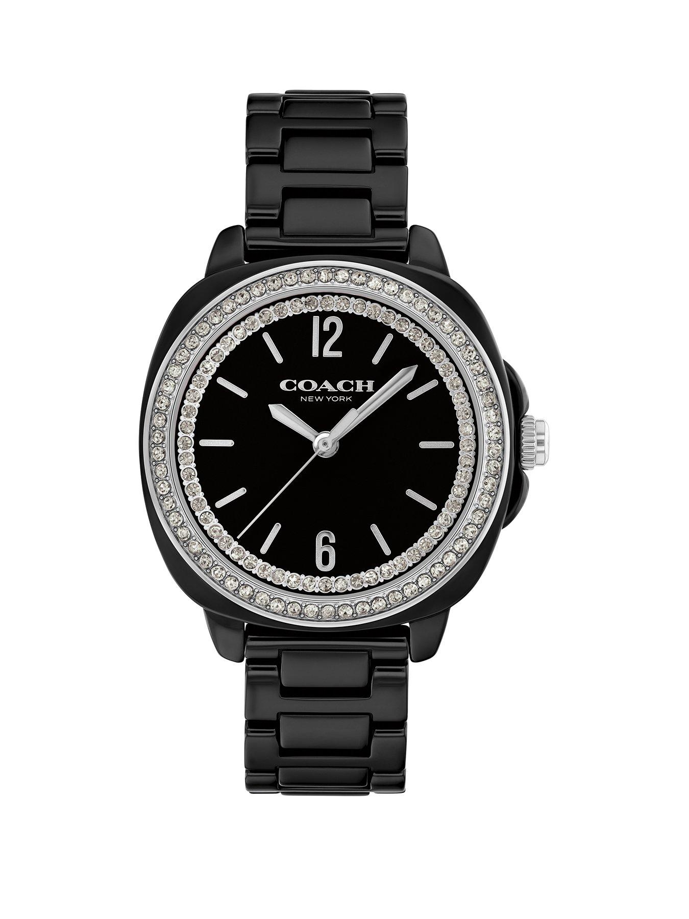 COACH Ladies Kitt Black Ceramic Bracelet Watch - Black