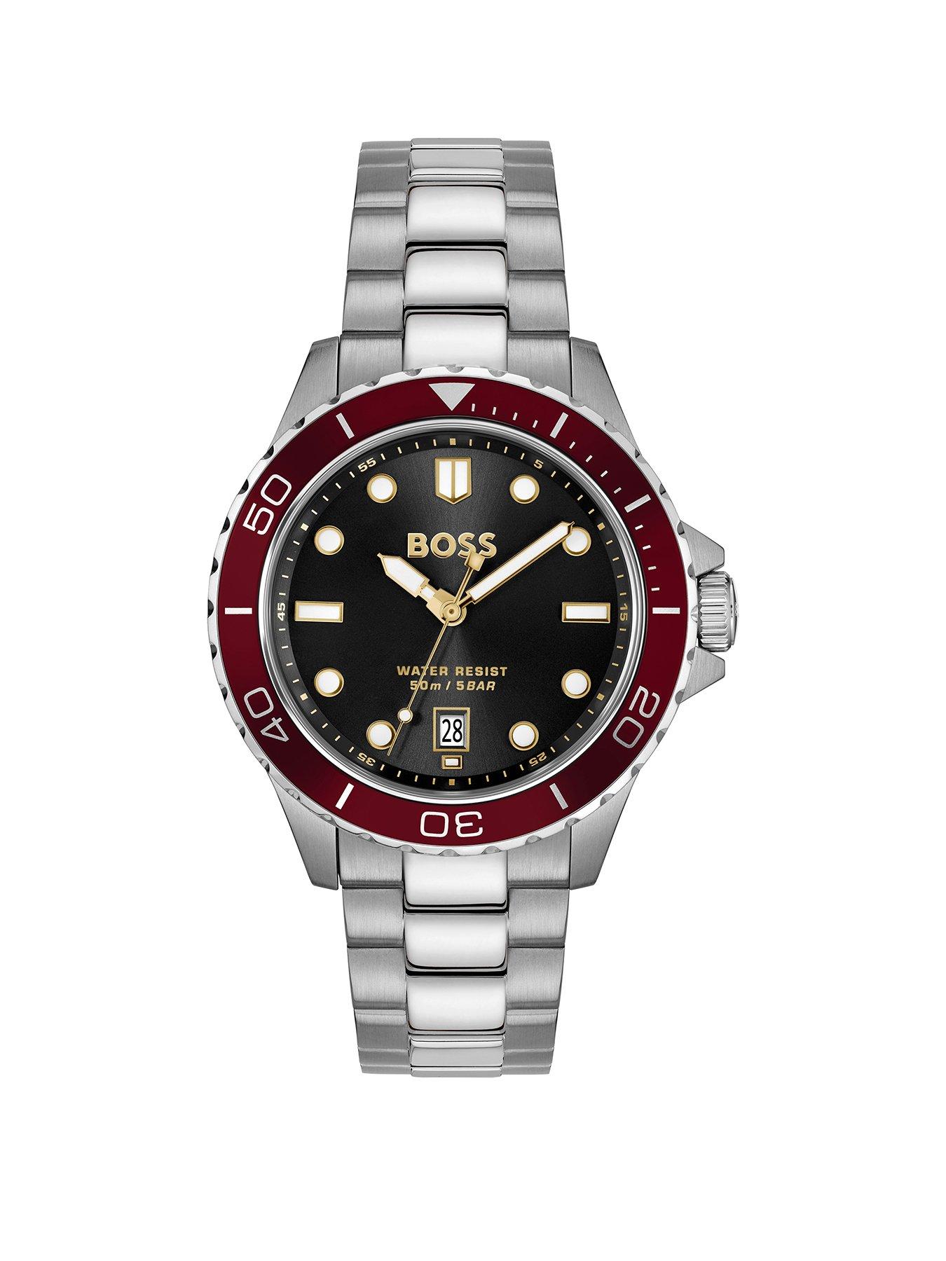 BOSS Gents Troper Sport Bracelet Watch - Silver/Red