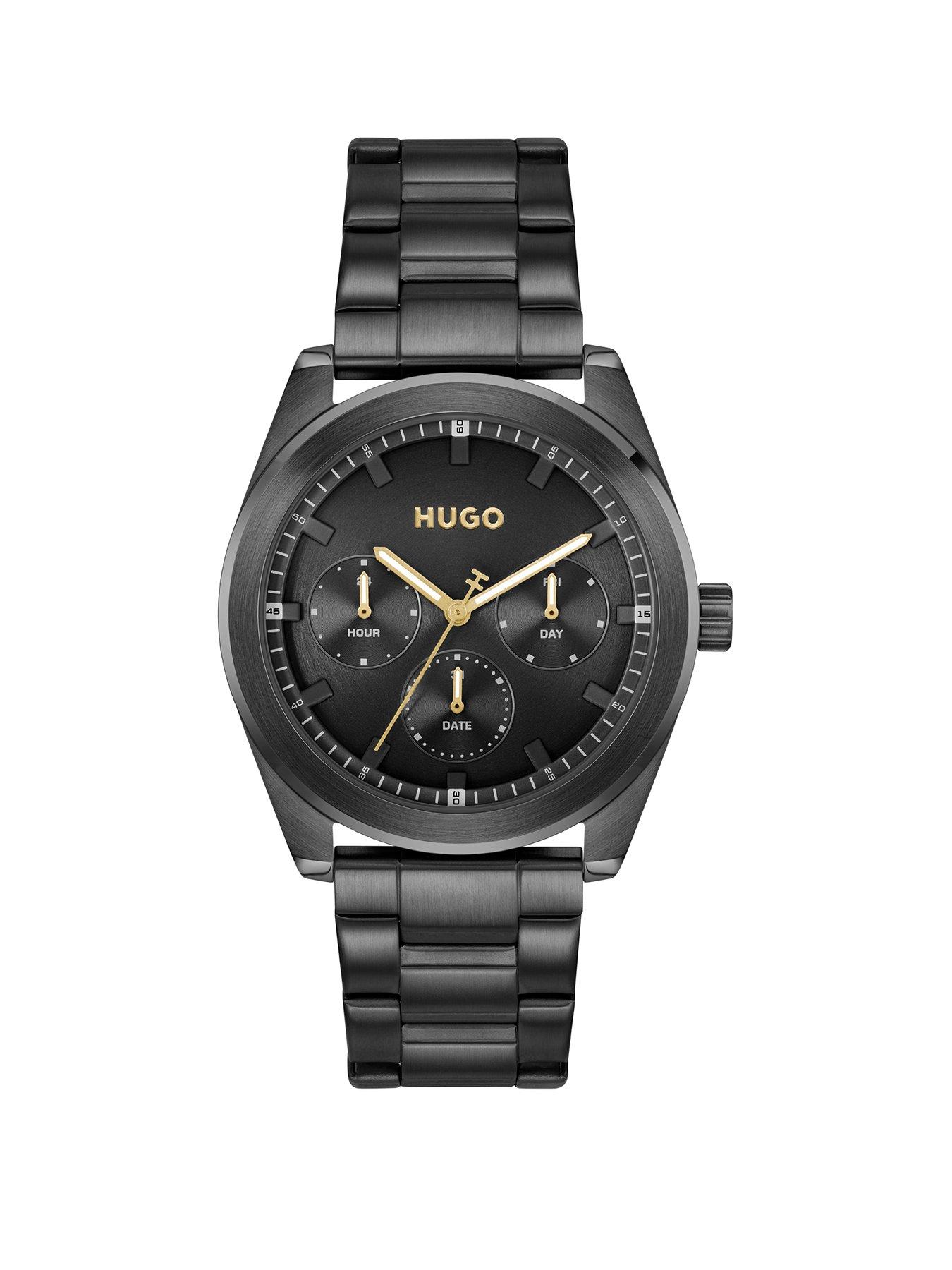 HUGO Gents  #BRIGHT SPORT Black IP Bracelet Watch