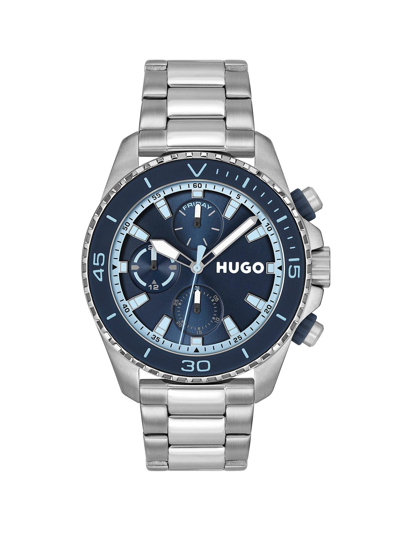 undefined Gents HUGO #DIVE Stainless Steel Bracelet Watch with Blue Dial
