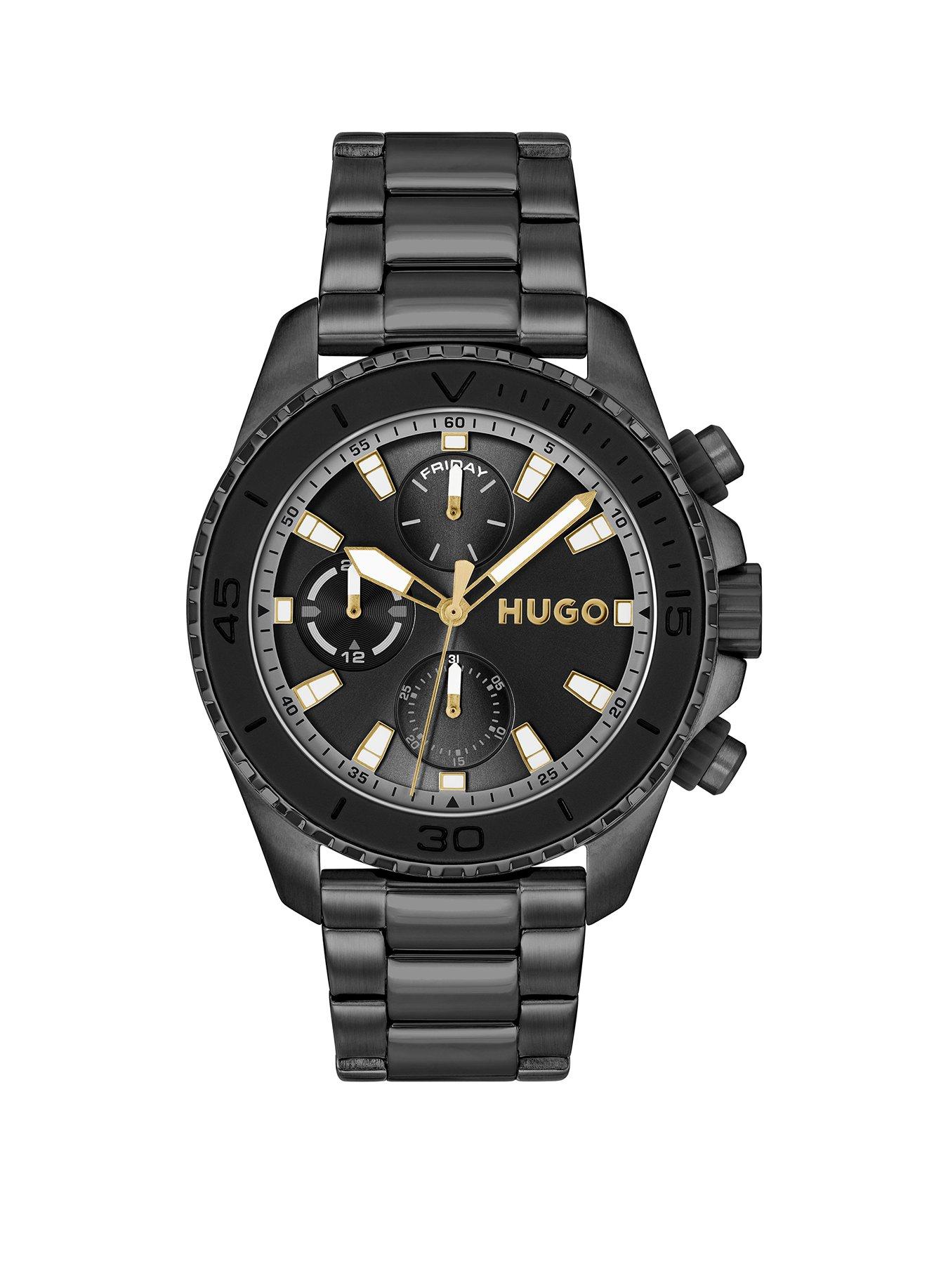 HUGO Gents #DIVE Black IP Bracelet Watch