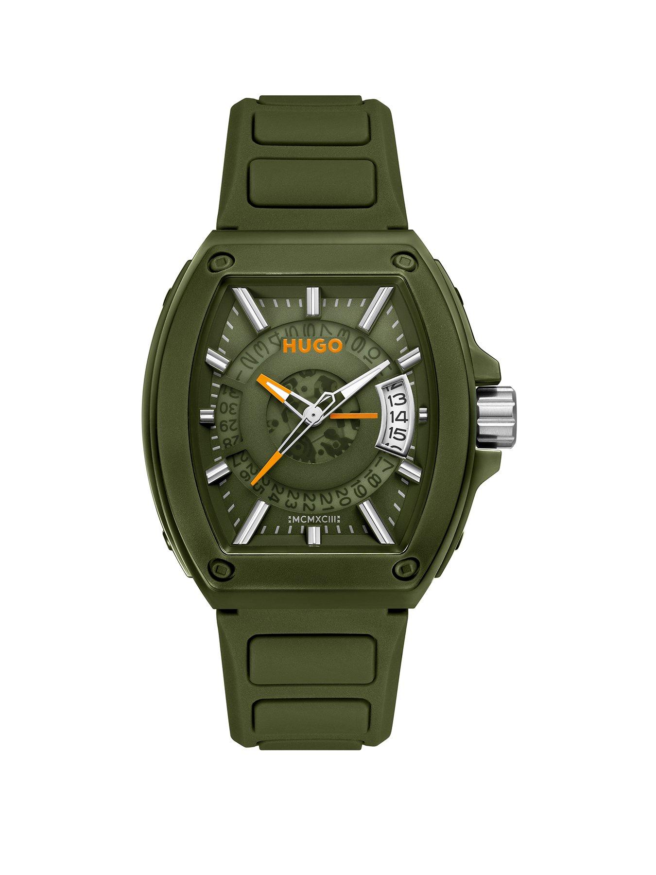 undefined Gents HUGO #ICON Green Silicone Strap Watch