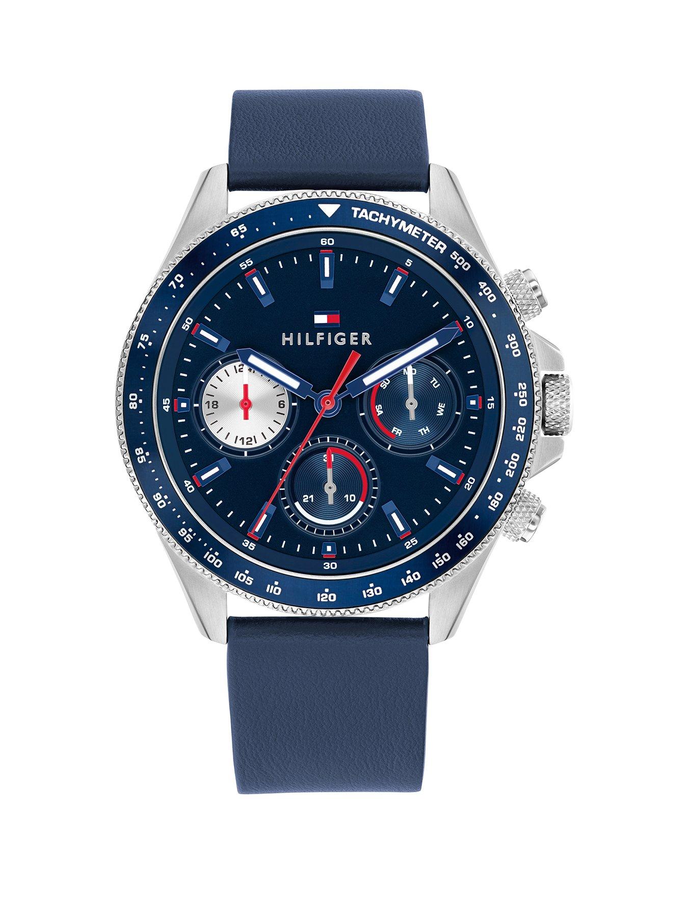 Tommy Hilfiger Men's Navy Blue Leather Strap Watch