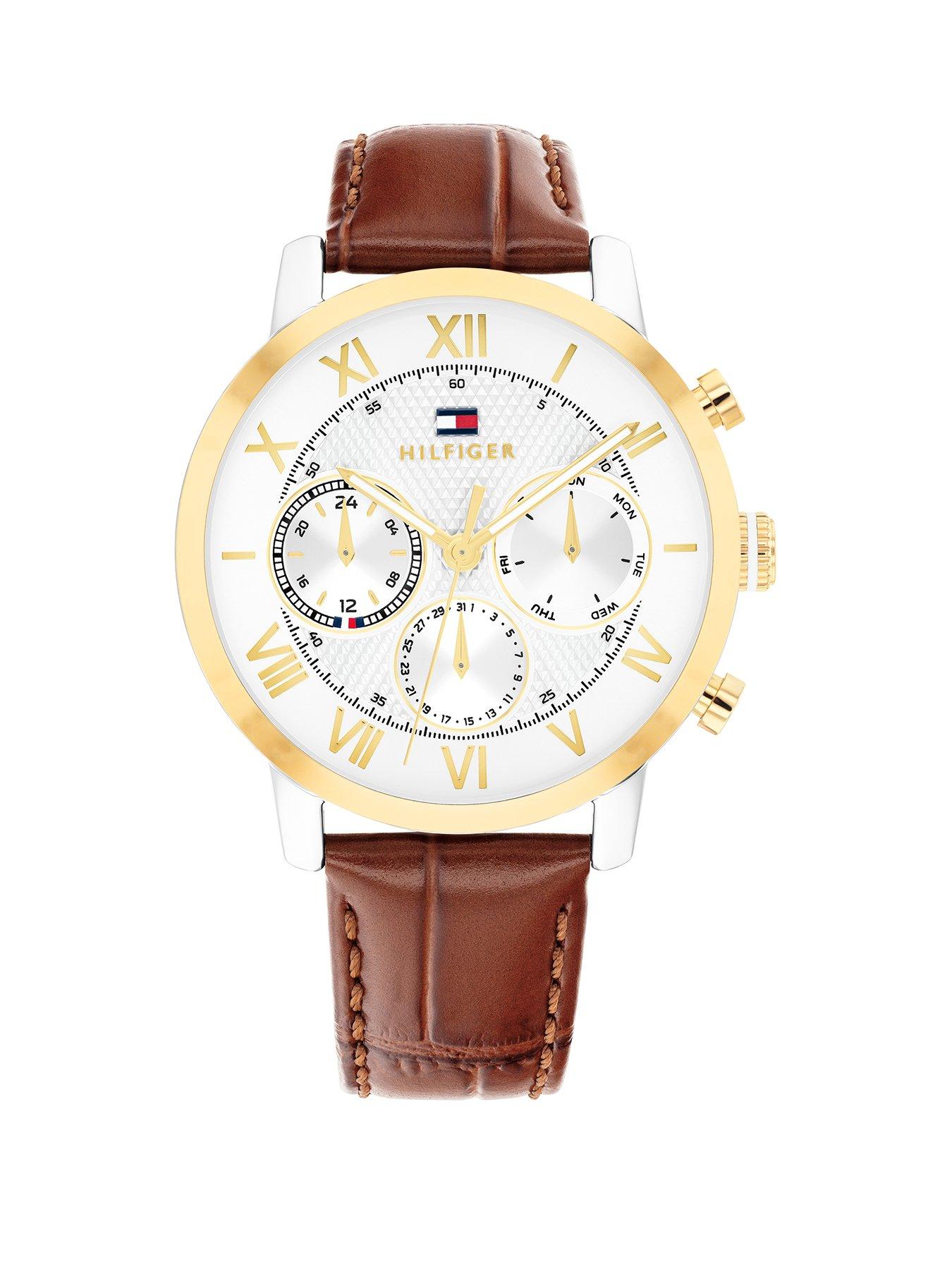 tommy-hilfiger-mens-brown-leather-strap-watch