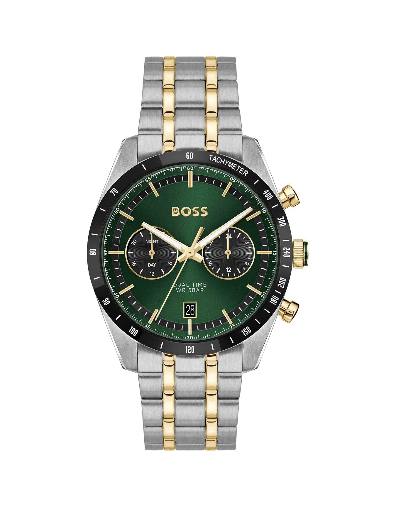 BOSS Gents Tourmaster Dual Time Bi Colour Bracelet Watch - Multi