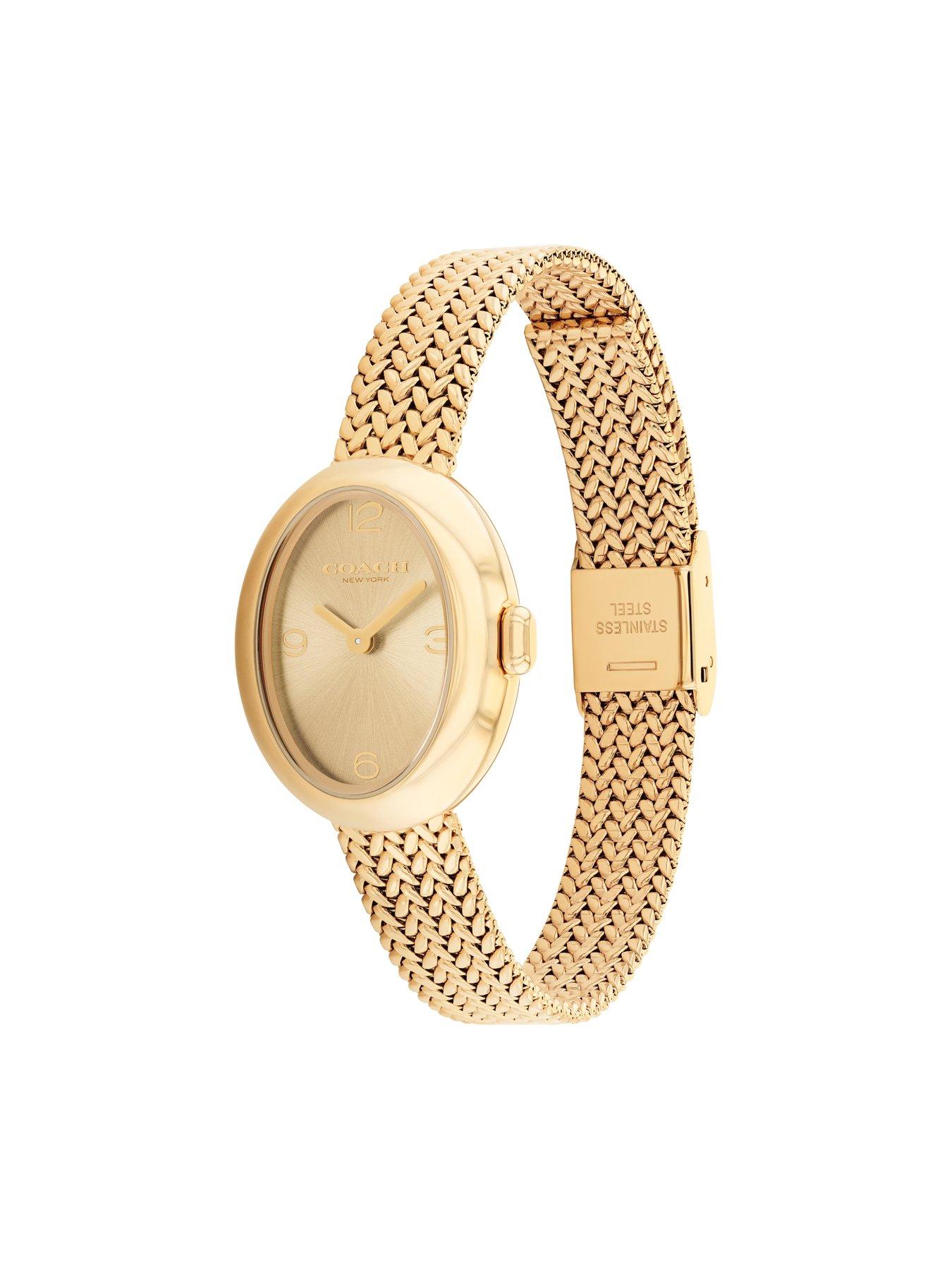 Image 2 of 5 of COACH Ladies Sammy Gold IP Textured Mesh Bracelet Watch