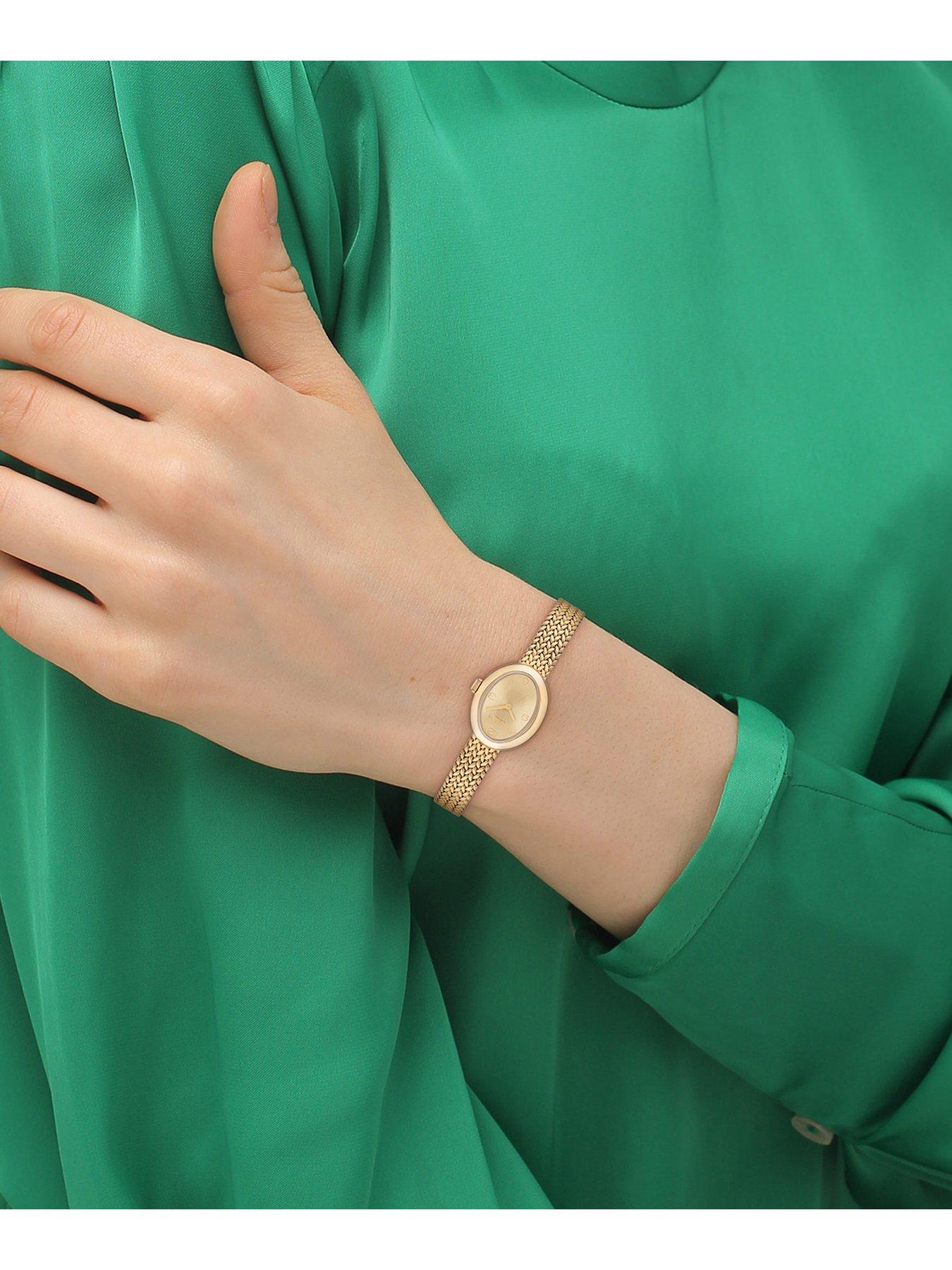 Image 5 of 5 of COACH Ladies Sammy Gold IP Textured Mesh Bracelet Watch