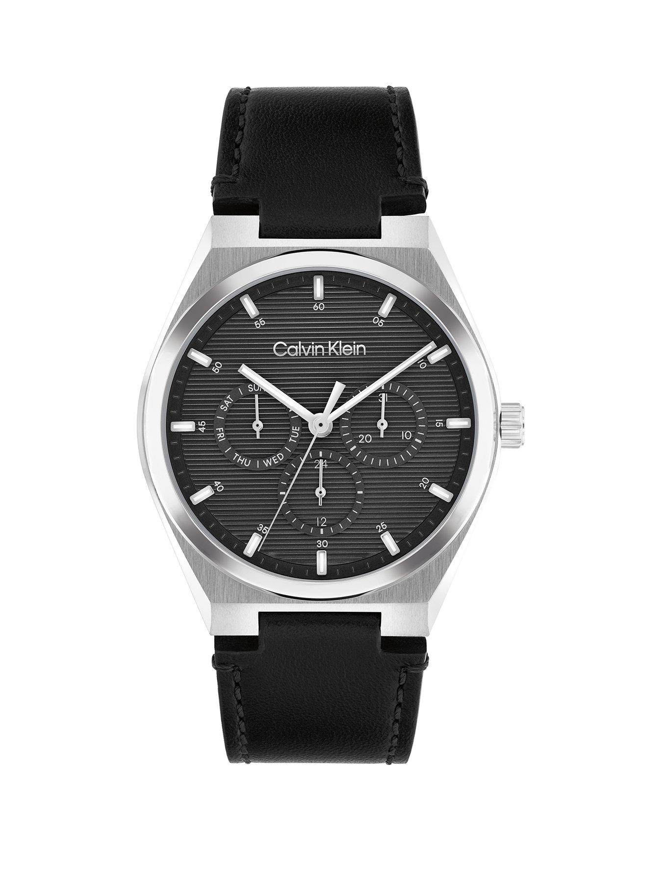 Calvin Klein Men's Ck Motion Chronograph Leather Strap Watch - Black