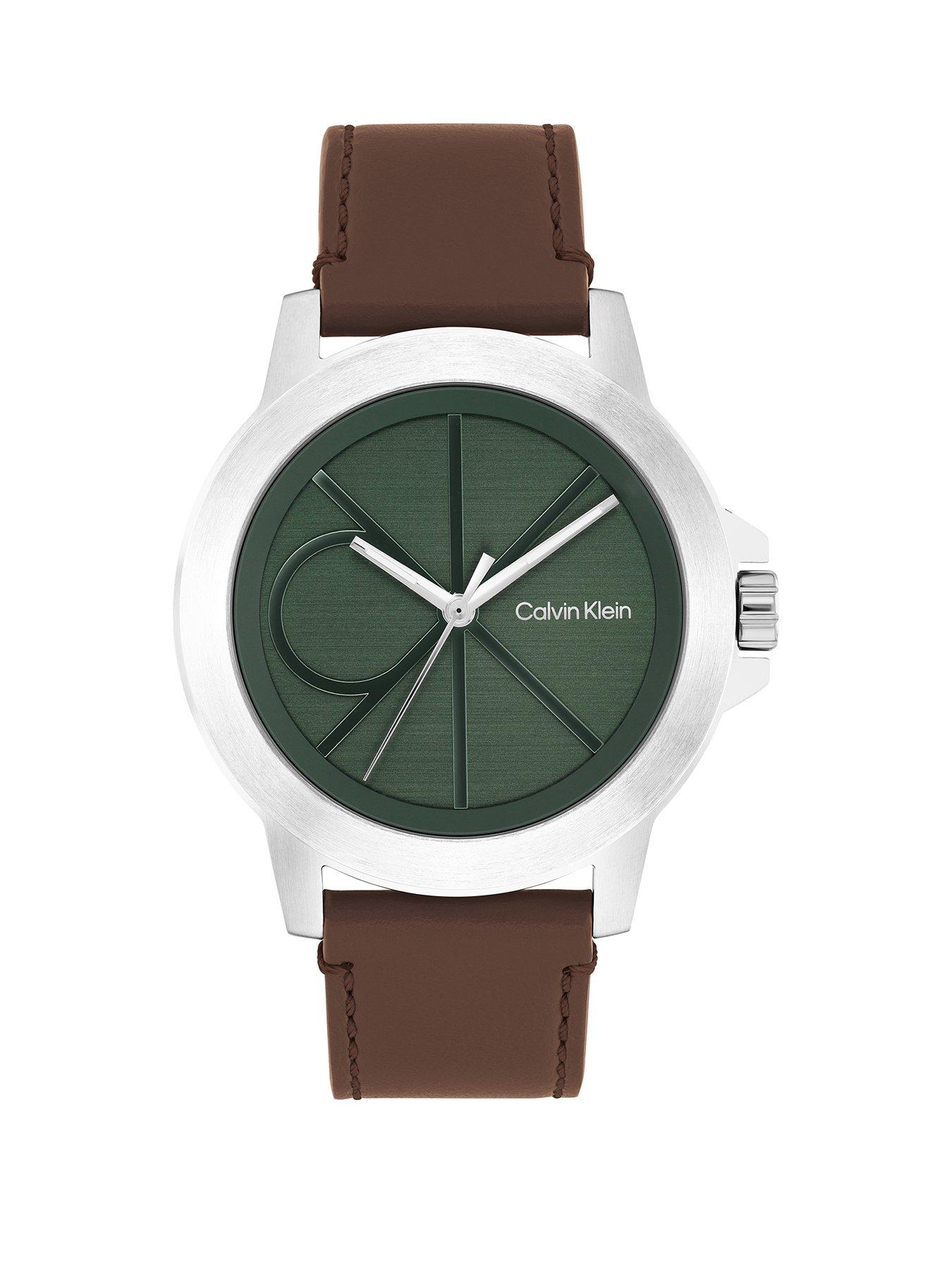 undefined Men's CK Reset 4.2cm Leather Strap Watch - Brown