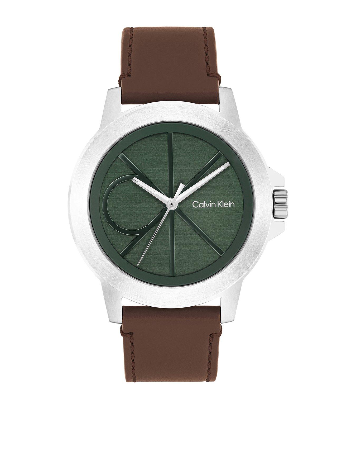 Calvin Klein Men's Ck Reset Leather Strap Watch - Brown