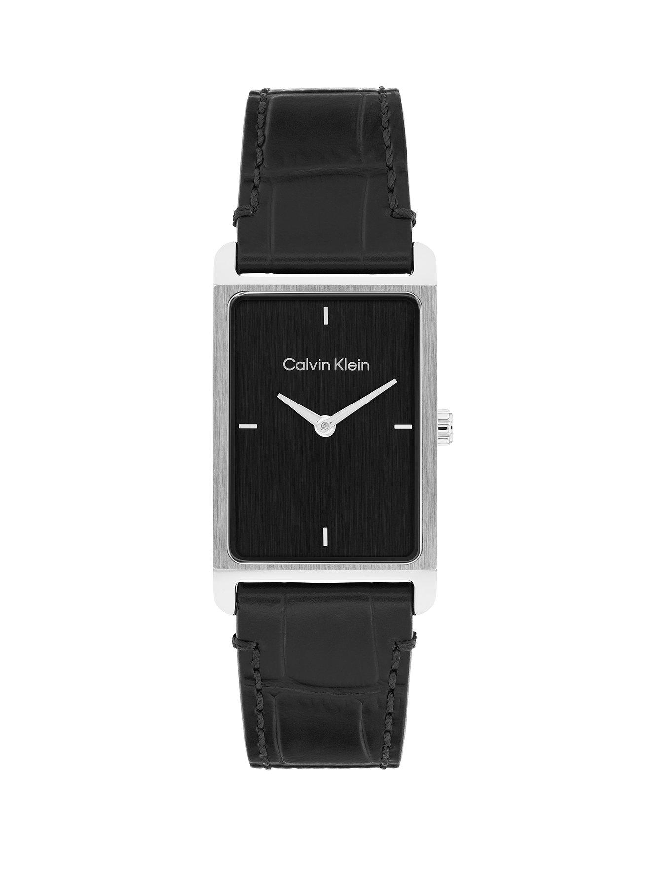 undefined Men's Ck Dapper Tank Leather Watch - Black