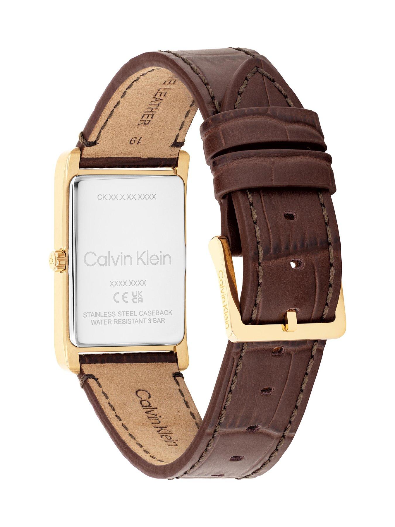 Image 2 of 4 of Calvin Klein Men's Ck Dapper Tank Leather Watch - Brown