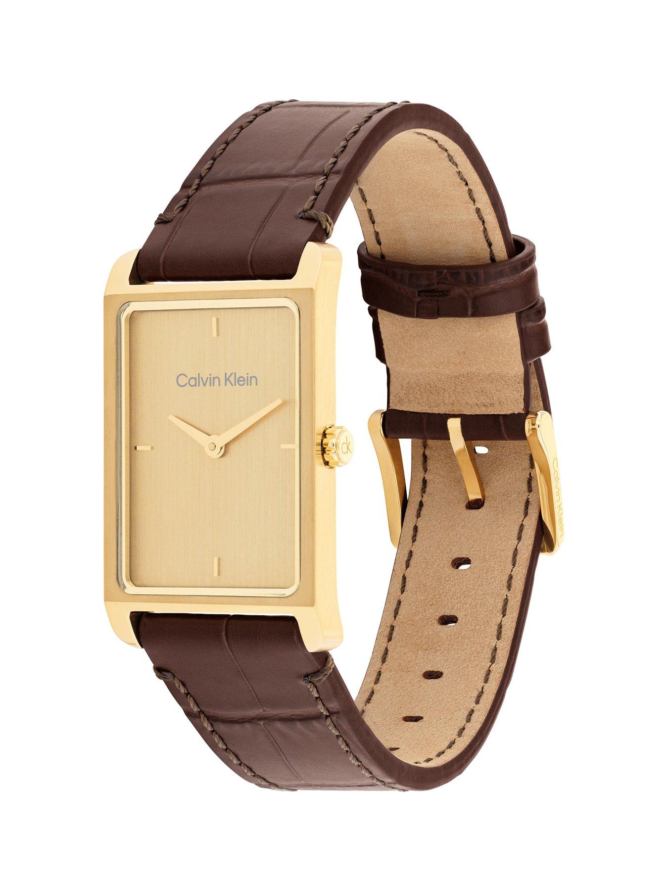 Image 3 of 4 of Calvin Klein Men's Ck Dapper Tank Leather Watch - Brown