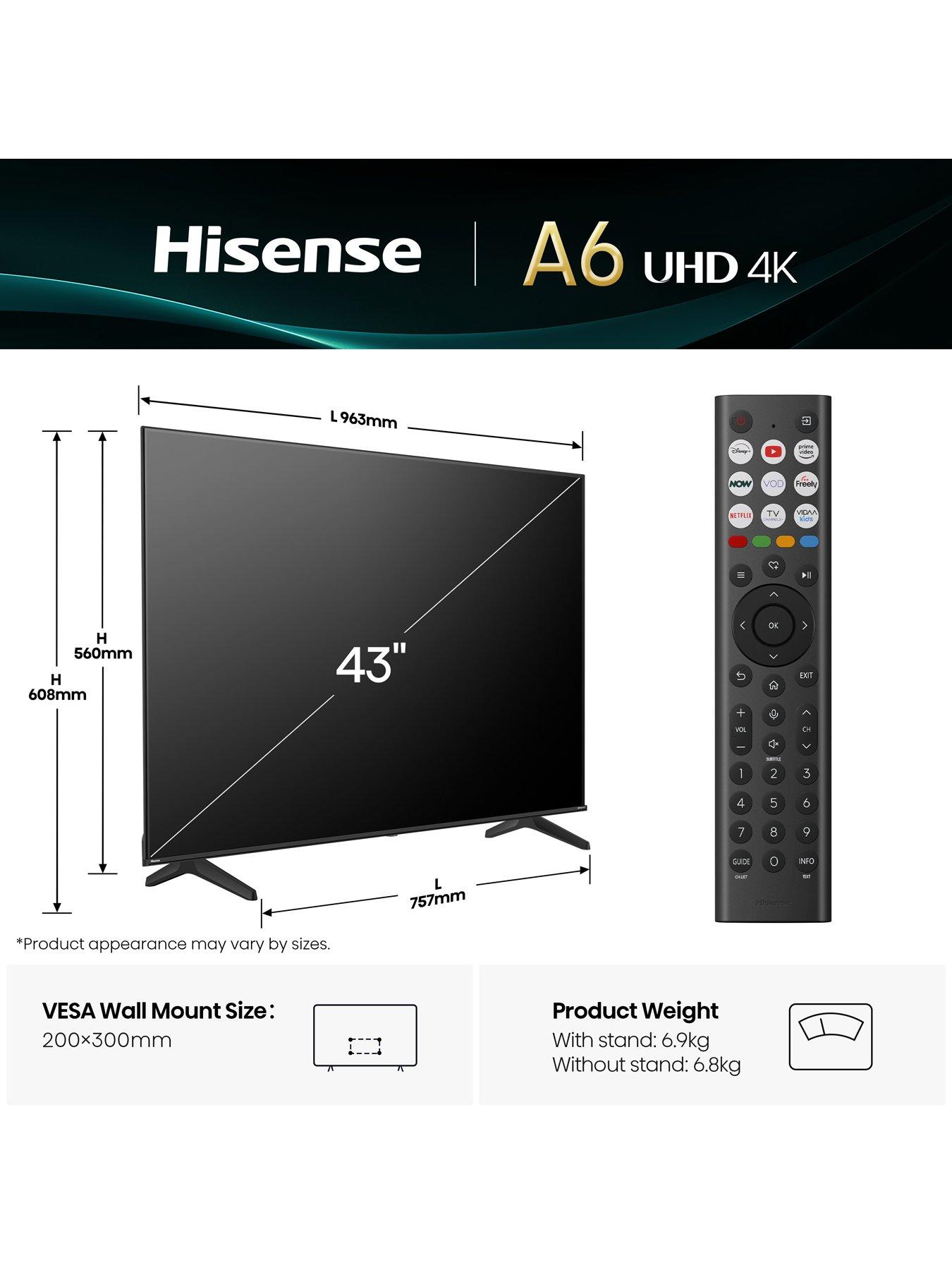 Image 7 of 7 of Hisense A6Q 43" 4K Ultra HD Smart TV with Freely- 43A6QTUK