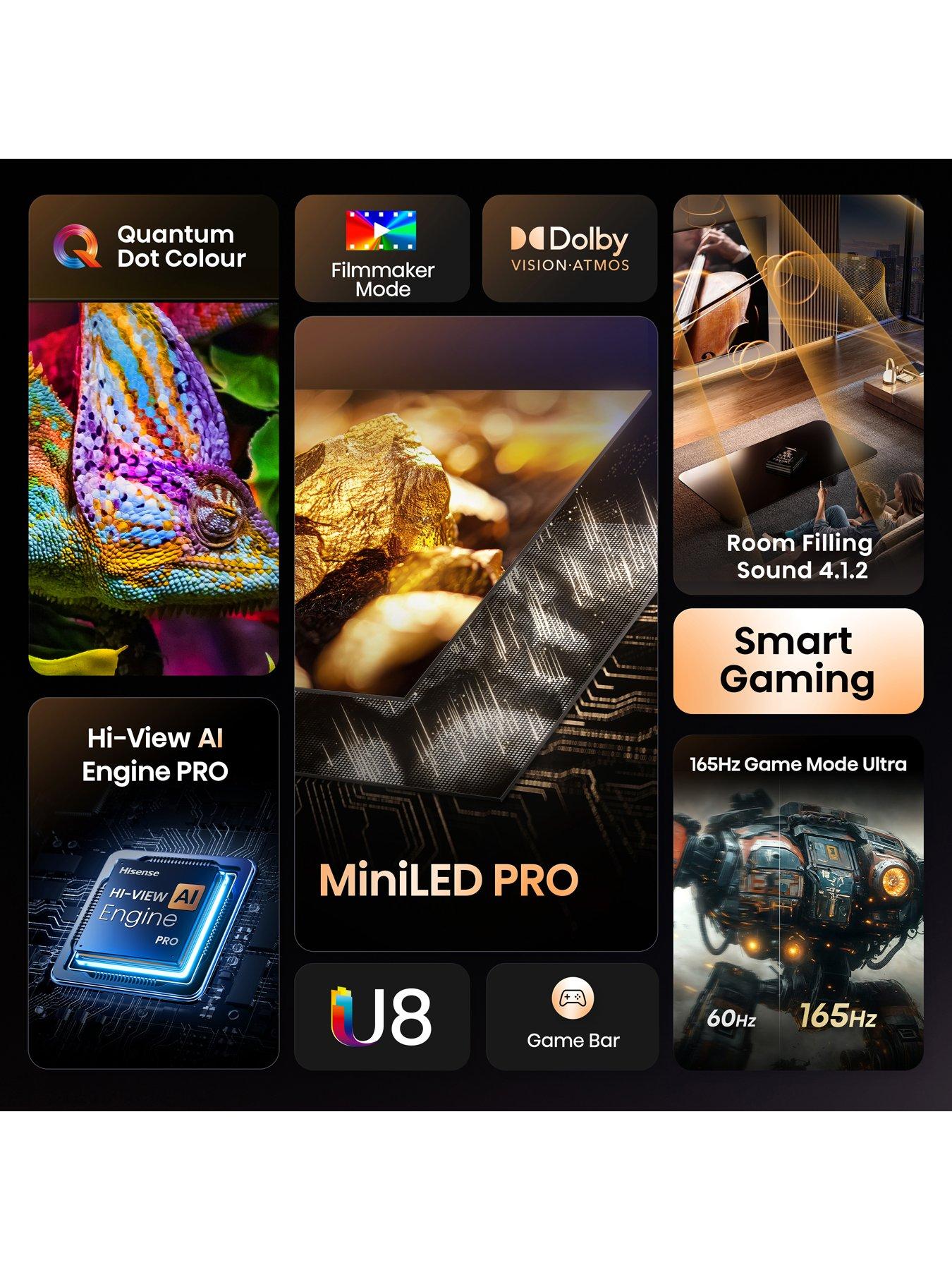 Image 3 of 7 of Hisense U8Q 100" 4K MiniLED QLED 165Hz Smart AI TV with Freely- 100U8QTUK