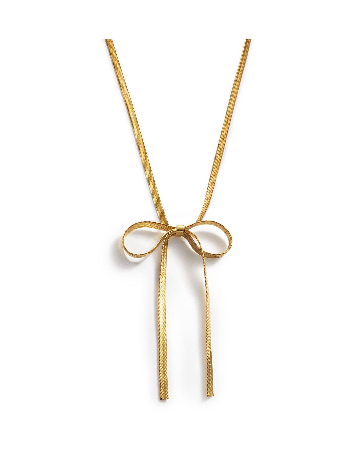 Katie Loxton AMELIE BOW NECKLACE , Gold Coated , 45cm + 5cm extender