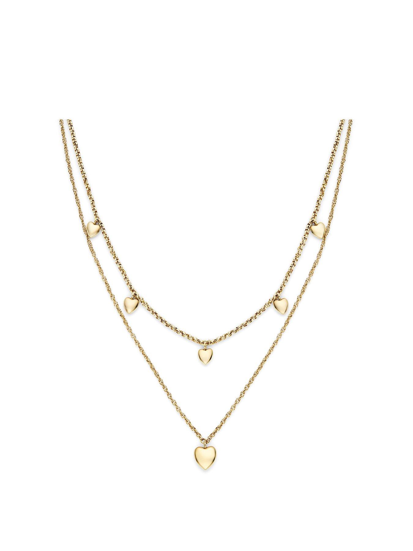 Olivia Burton Mini Heart Light Gold IP Double Layered Necklace