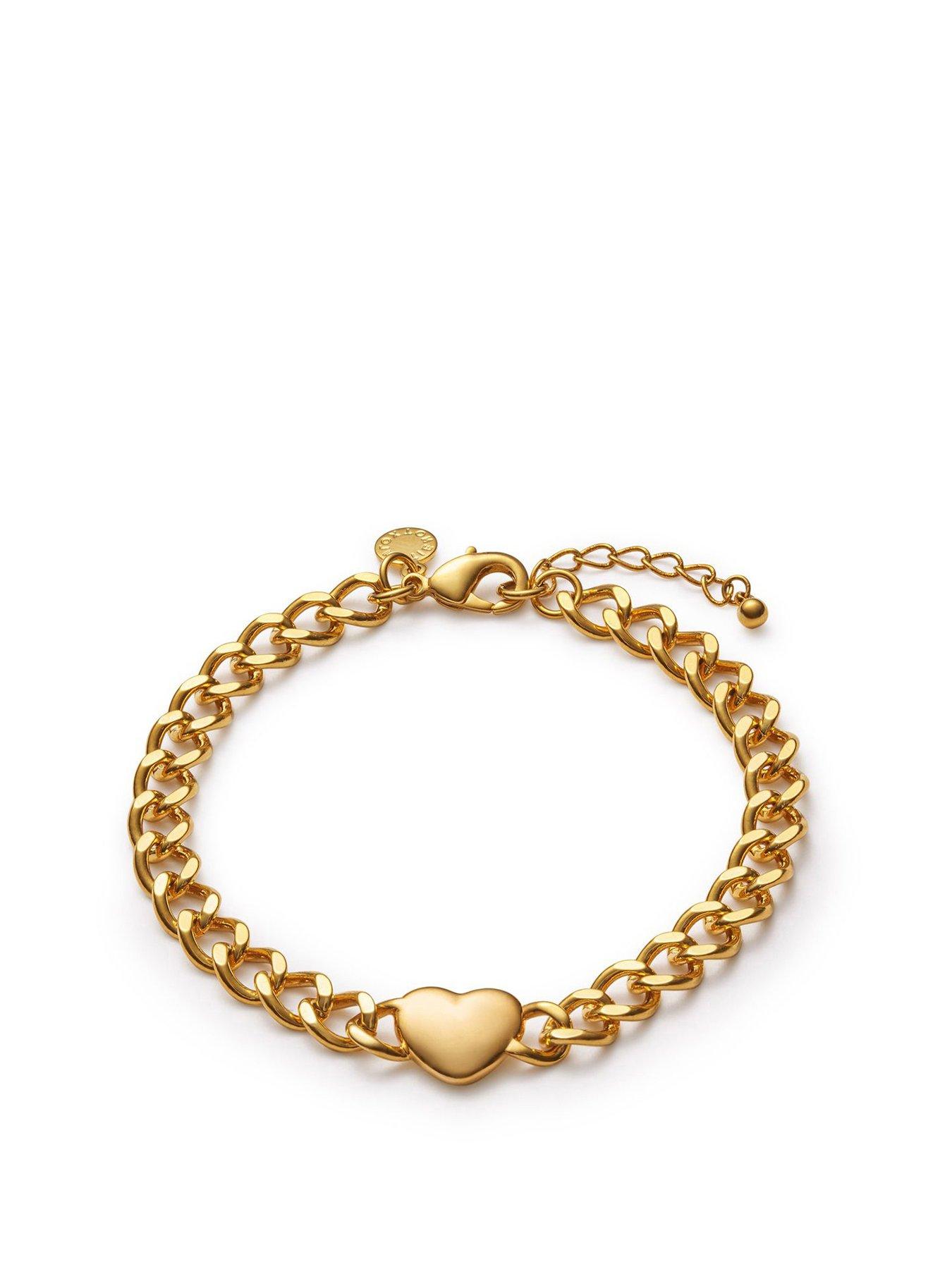 Katie Loxton ALLURE HEART CHAIN BRACELET , Gold Coated , 18cm + 3cm extender