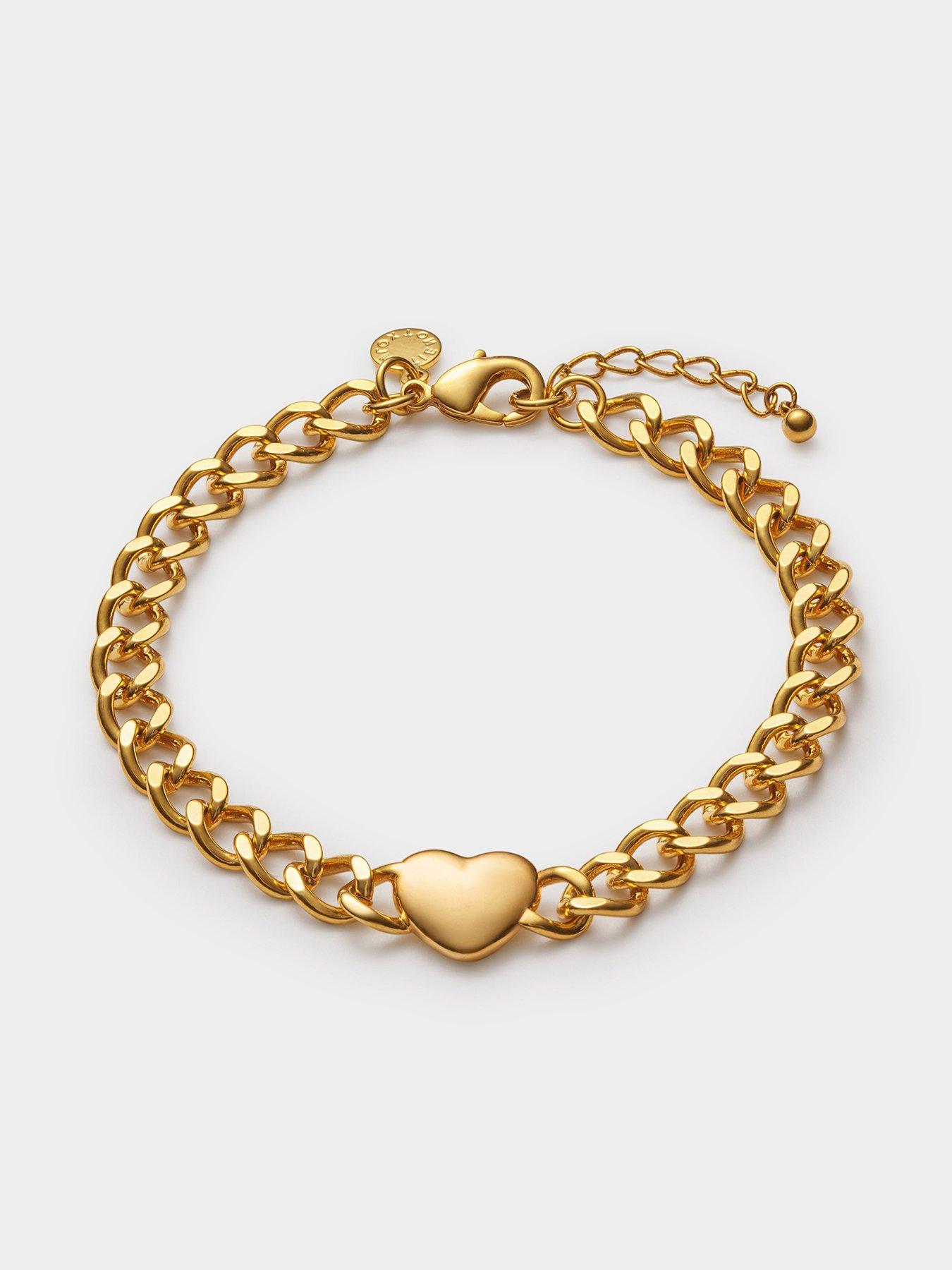 Image 2 of 5 of Katie Loxton Allure Heart Chain Bracelet , Gold Coated , 18cm + 3cm extender - Waterproof