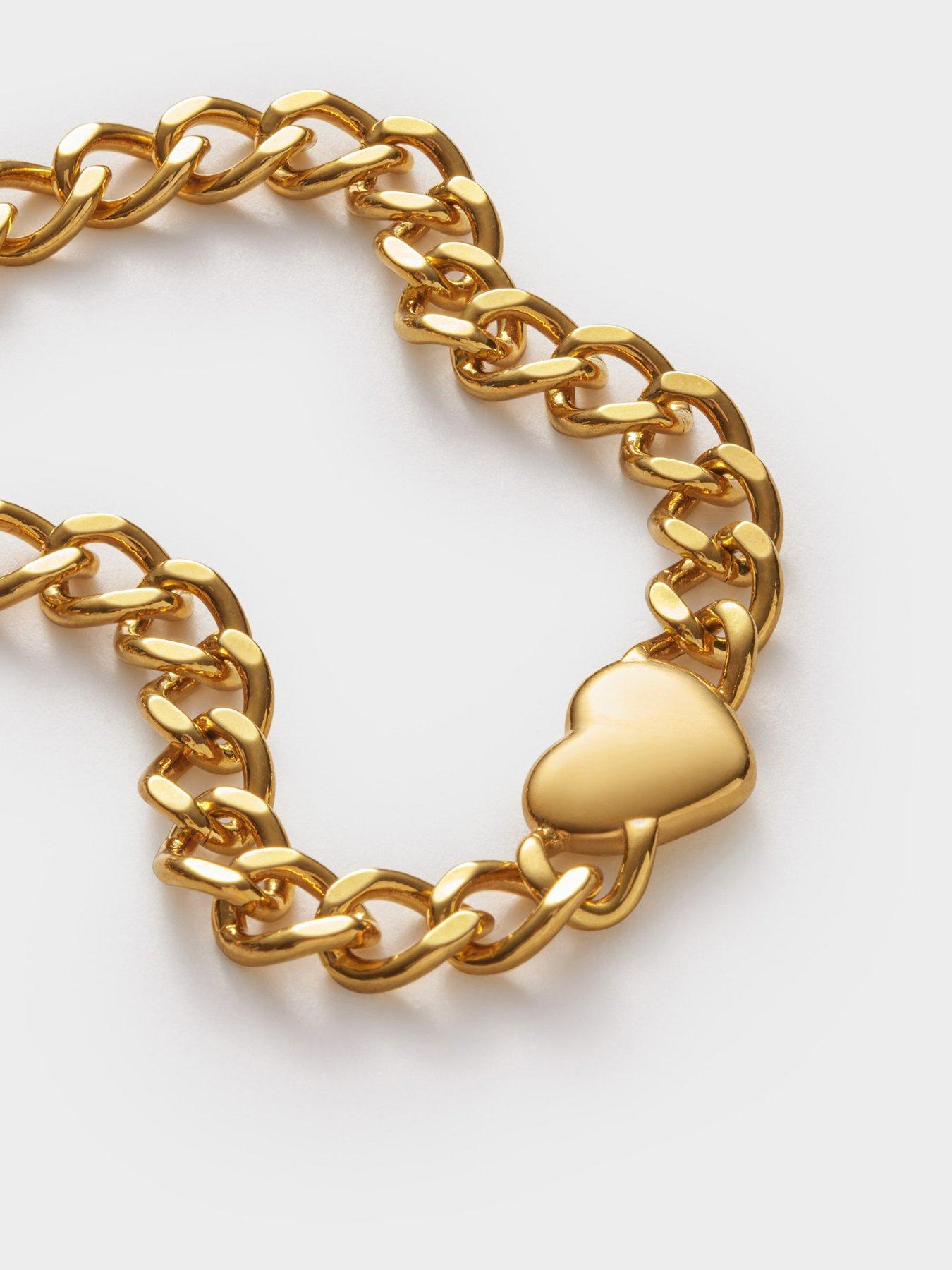 Image 3 of 5 of Katie Loxton Allure Heart Chain Bracelet , Gold Coated , 18cm + 3cm extender - Waterproof