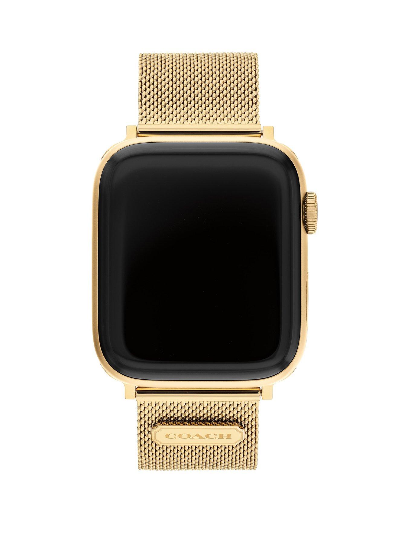 Coach Ladies Gold Ip Mesh Apple Watch Strap - Gold