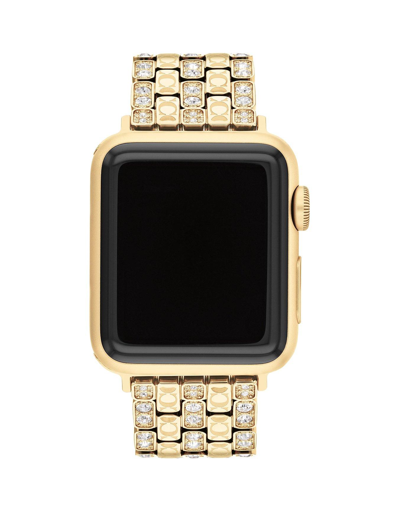 COACH Ladies Gold IP Signature C Apple Watch Strap