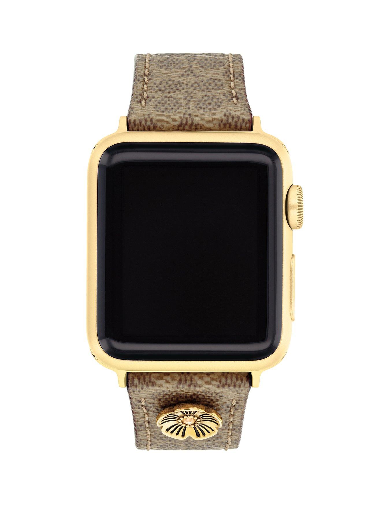 House of Watches - Coach Ladies Flower Motif Brown Leather Apple Watch Strap 14700235 - Image 2
